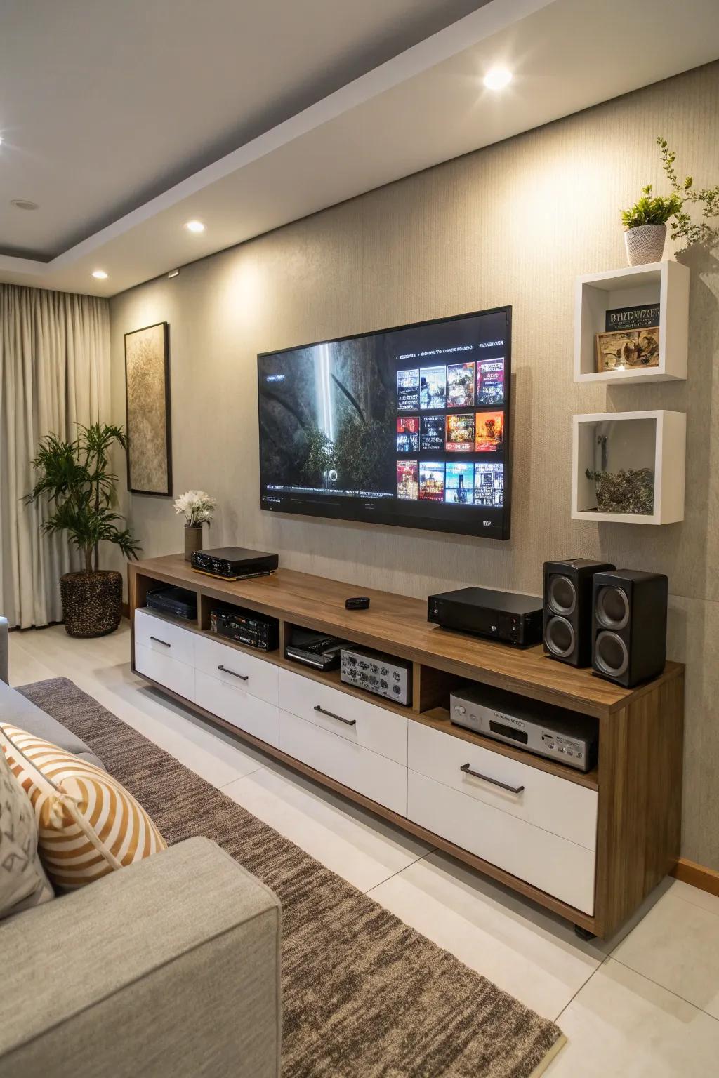 Smart TV placement enhances both space and style.