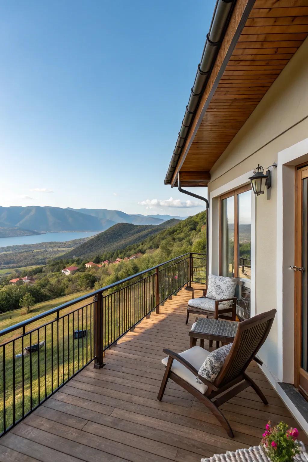 Large windows and balconies offer stunning viewpoints.