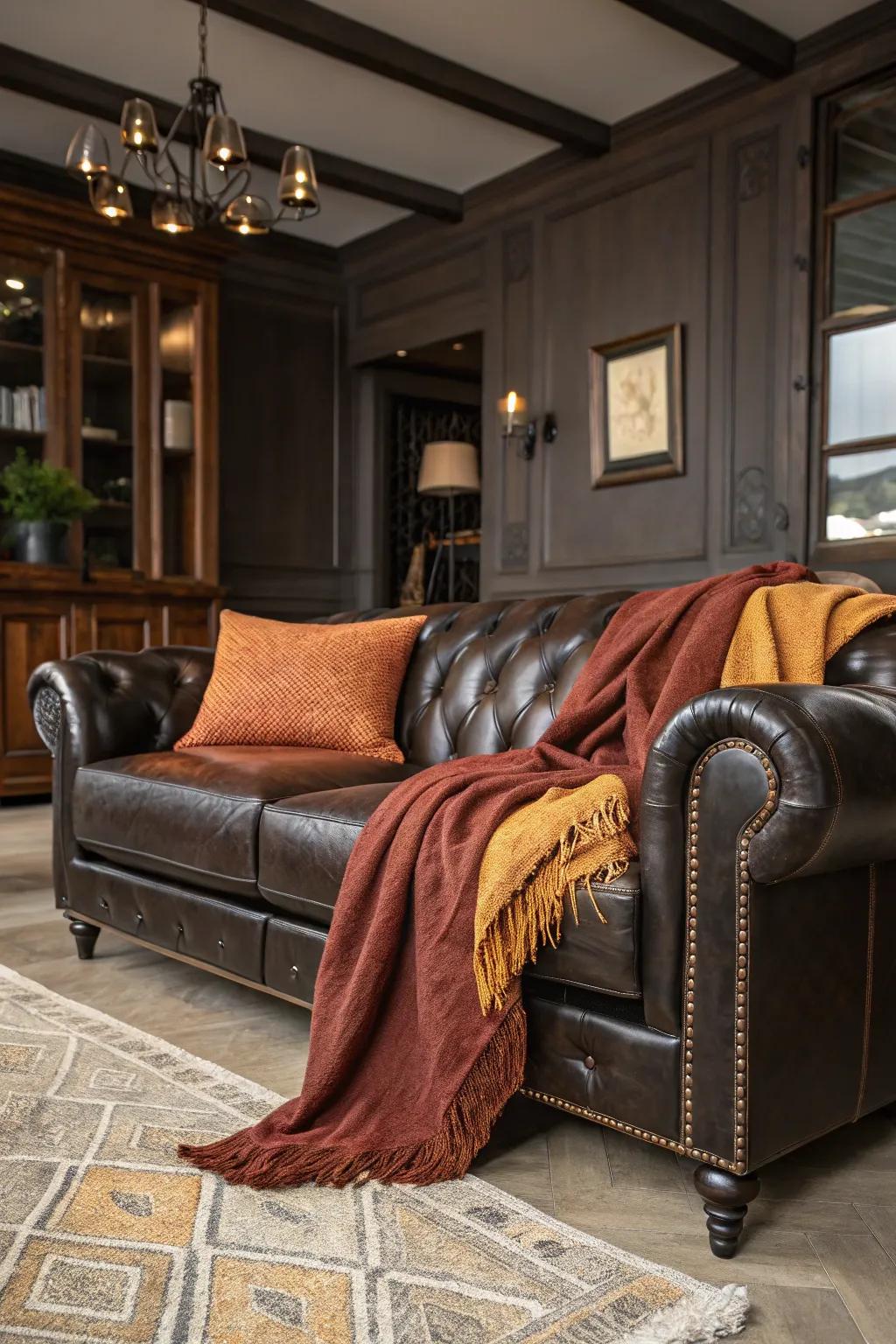 Cozy throws add warmth and comfort to your seating area.