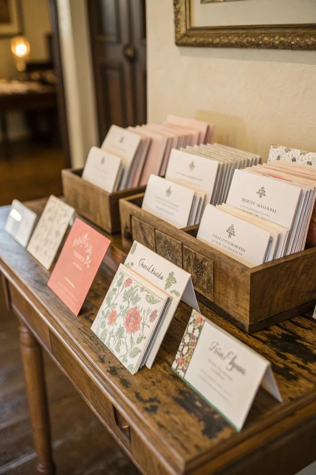 A variety of registry card sizes catering to different tastes.