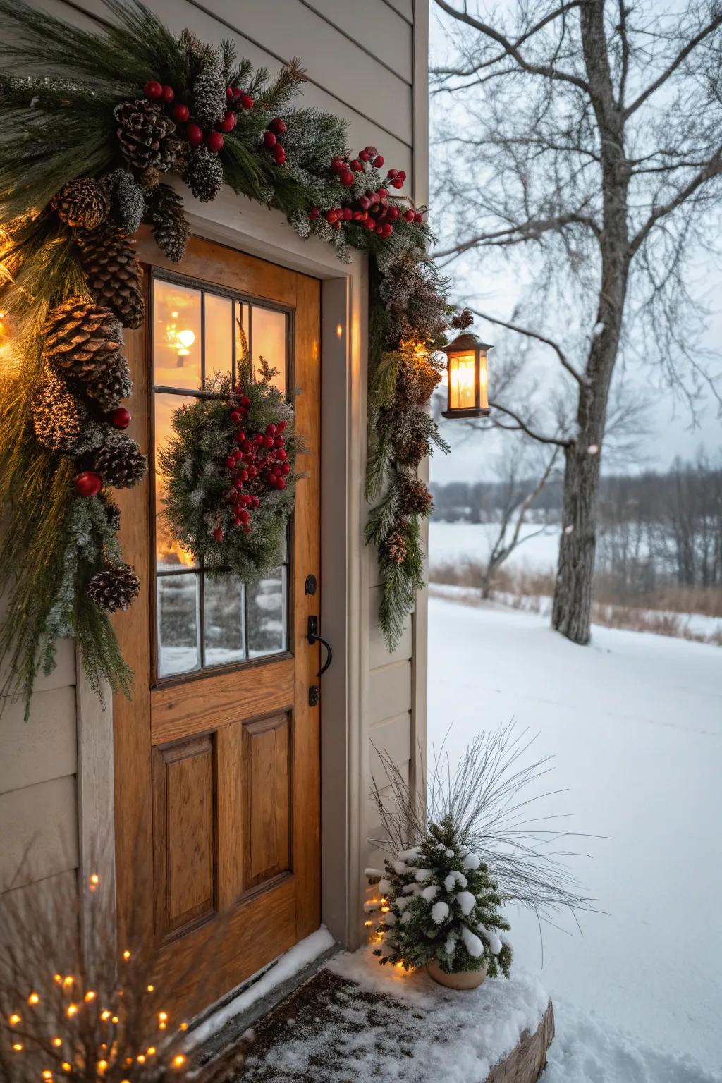 Natural elements bring the beauty of winter to your doorstep.