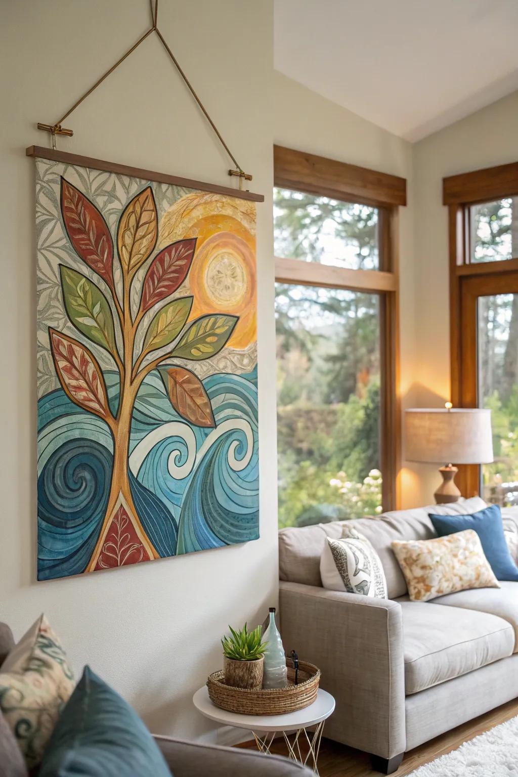 Nature-inspired artwork brings tranquility indoors.