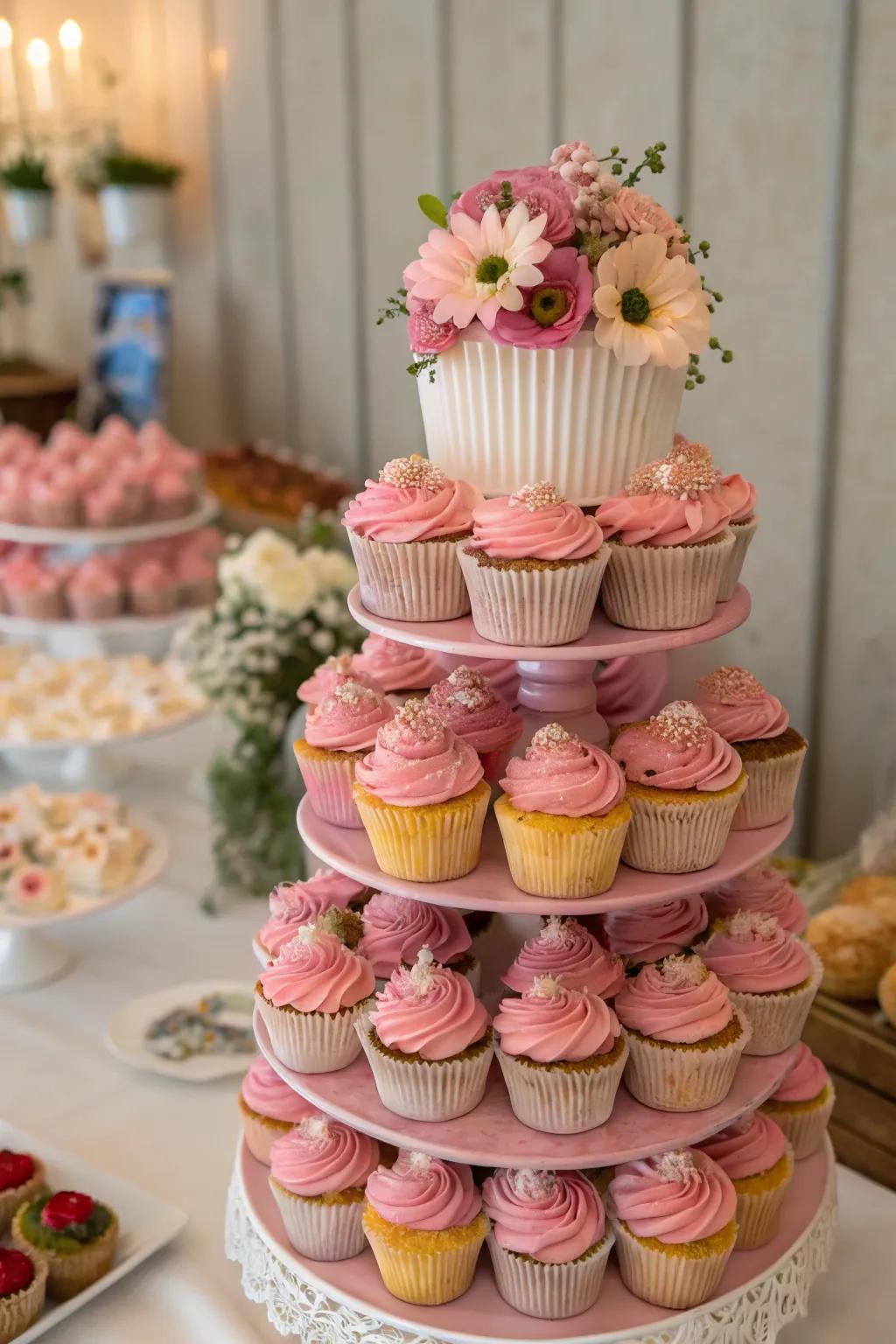 Sweet and stylish cupcake centerpiece.