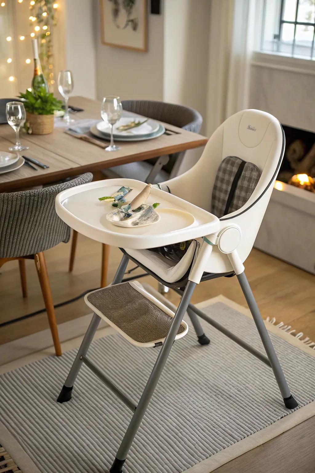 A high chair designed for practicality and growth.