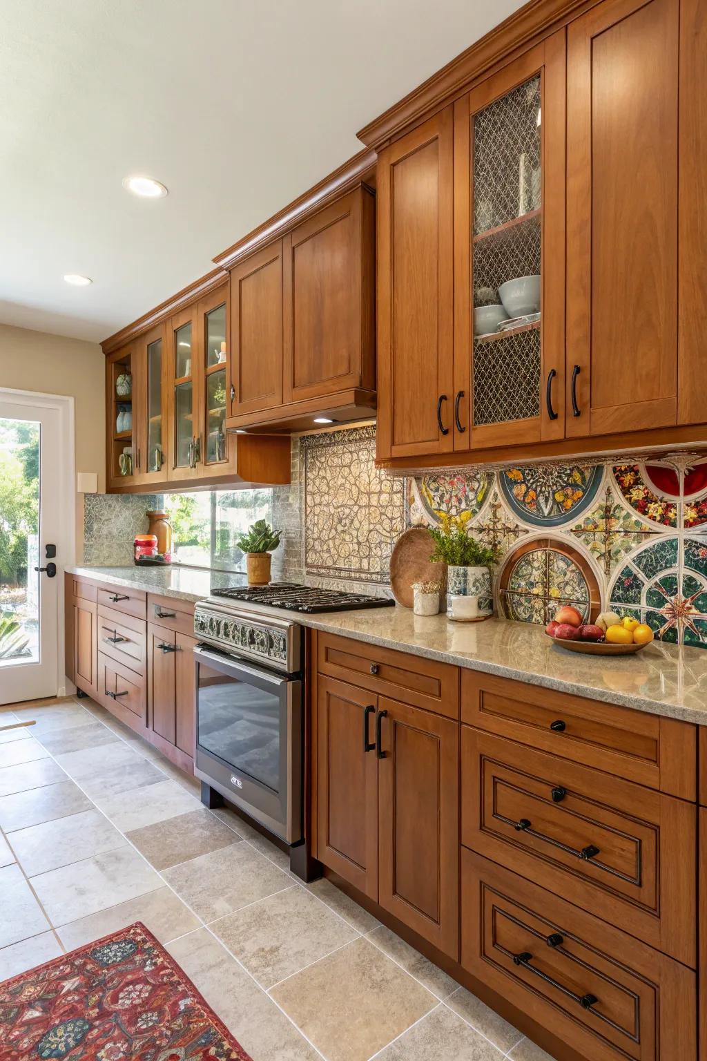 An eclectic mix of styles adds character to the kitchen.