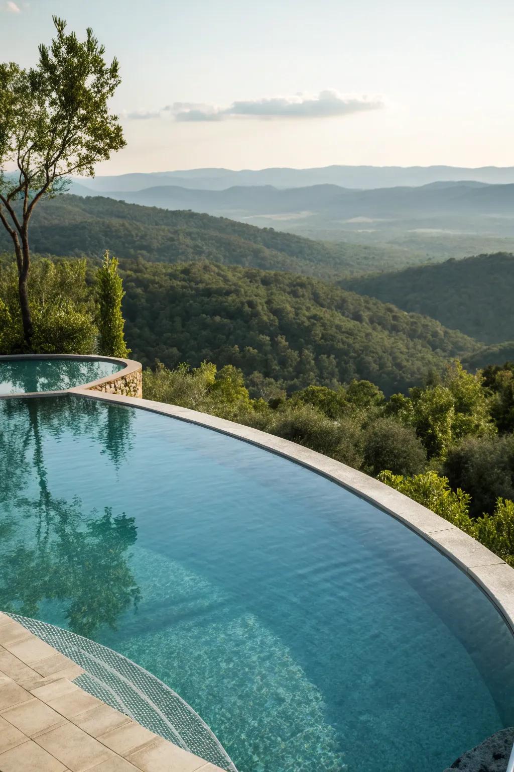 An infinity edge gives the pool a seamlessly endless look.