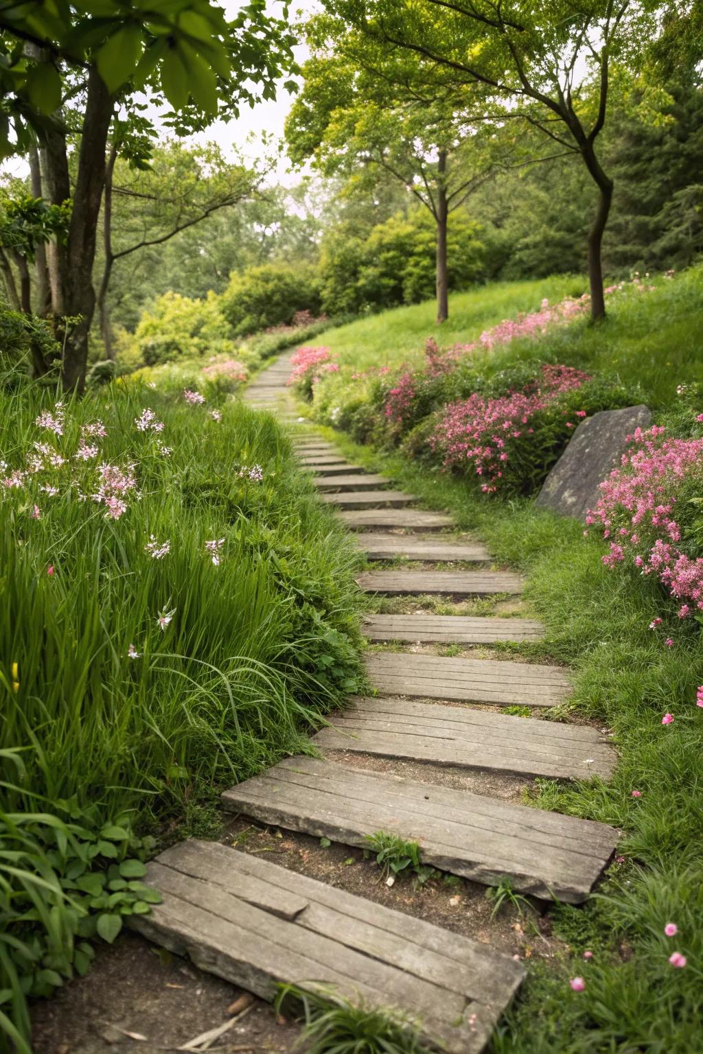 Wood-lookalike stones offer rustic charm without the upkeep.