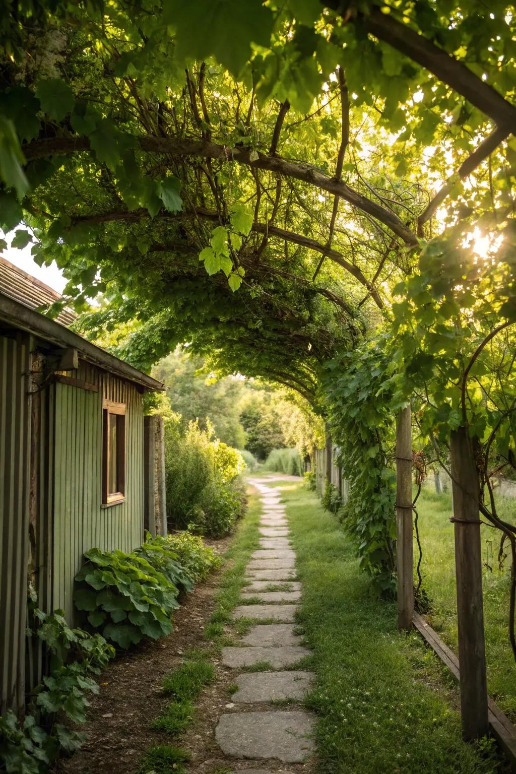 Step into a magical grapevine tunnel.