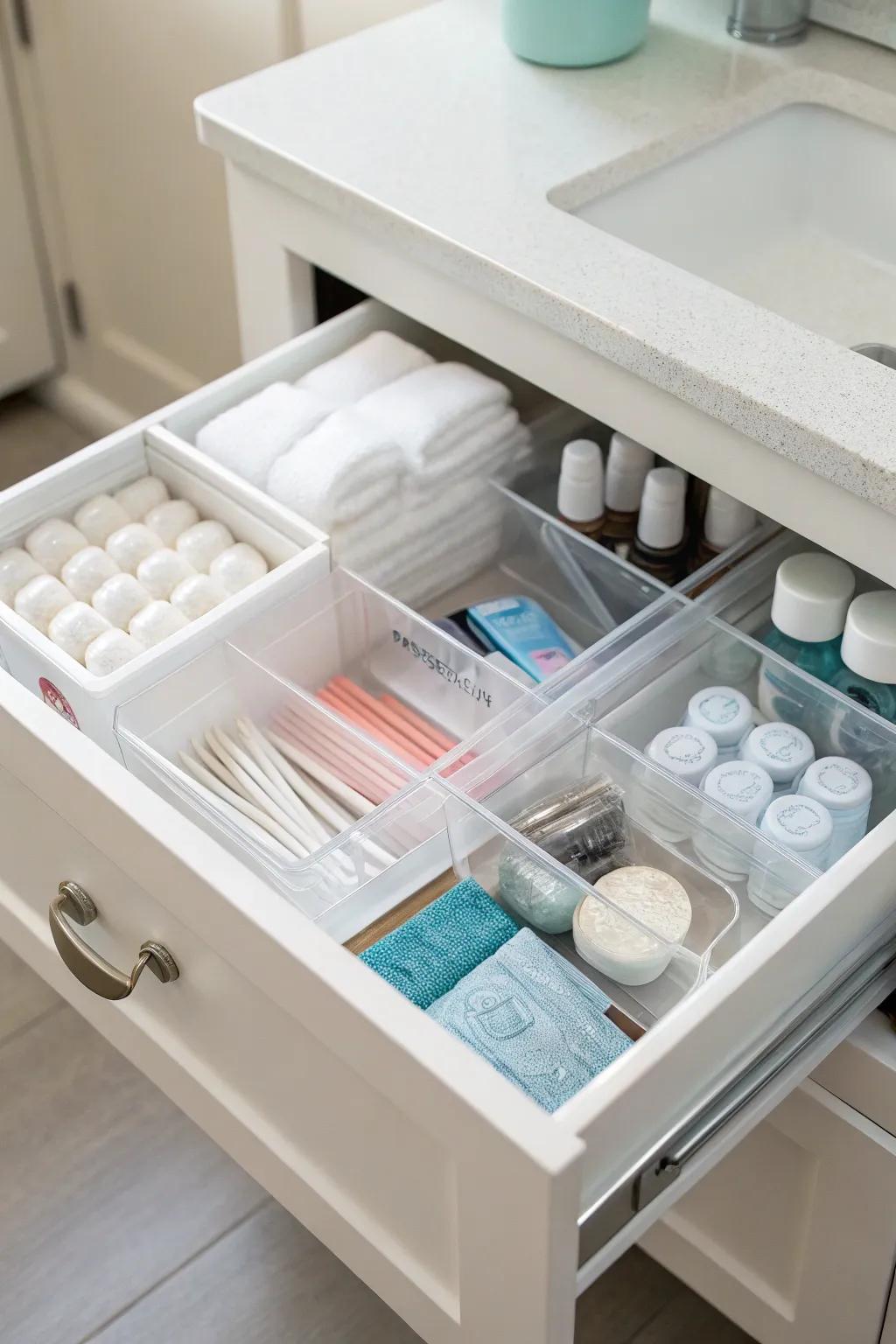 Drawer organizers keep your smaller items tidy.