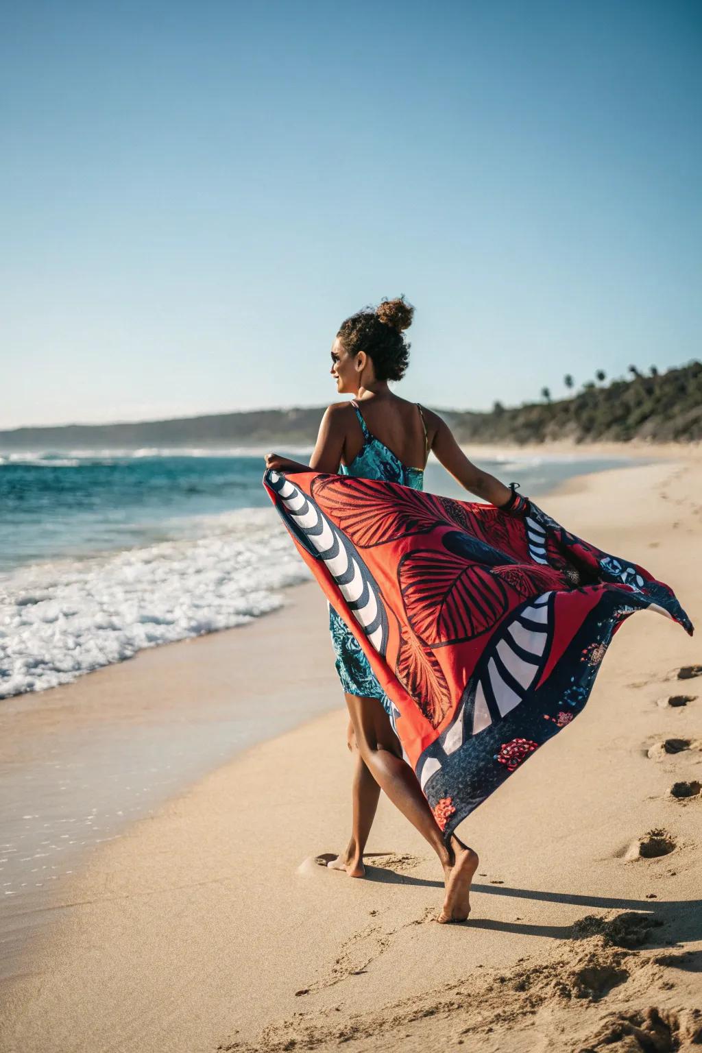 Effortlessly transition from beach to boardwalk with a convertible towel.