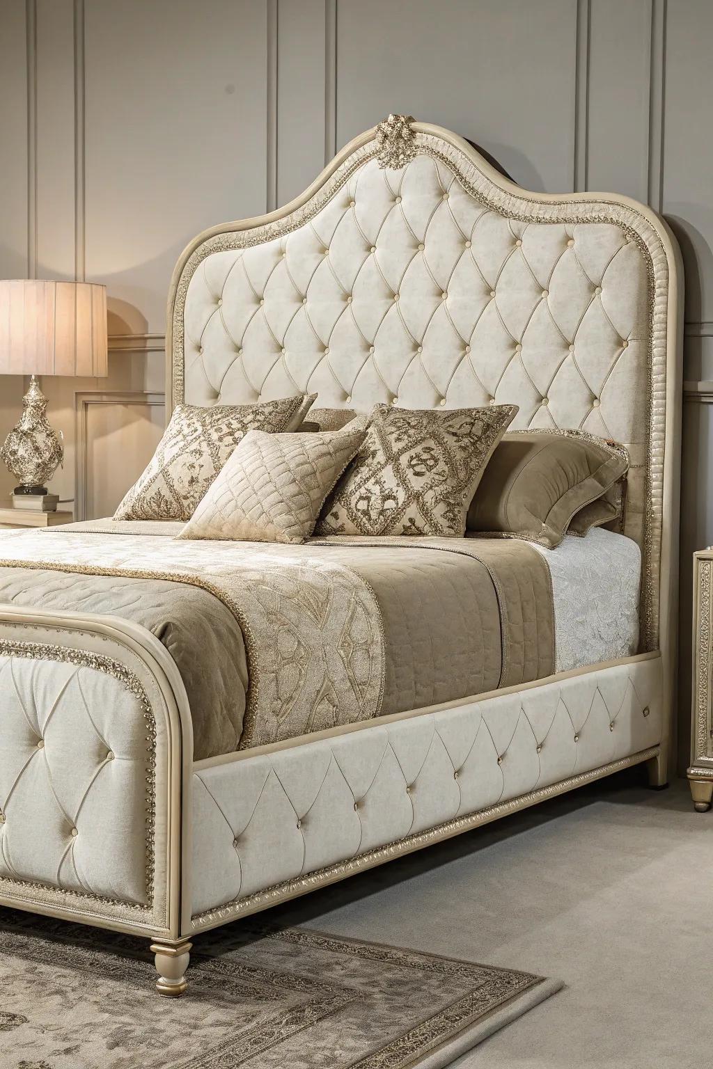 Custom upholstery adds a luxurious touch to a bed base.