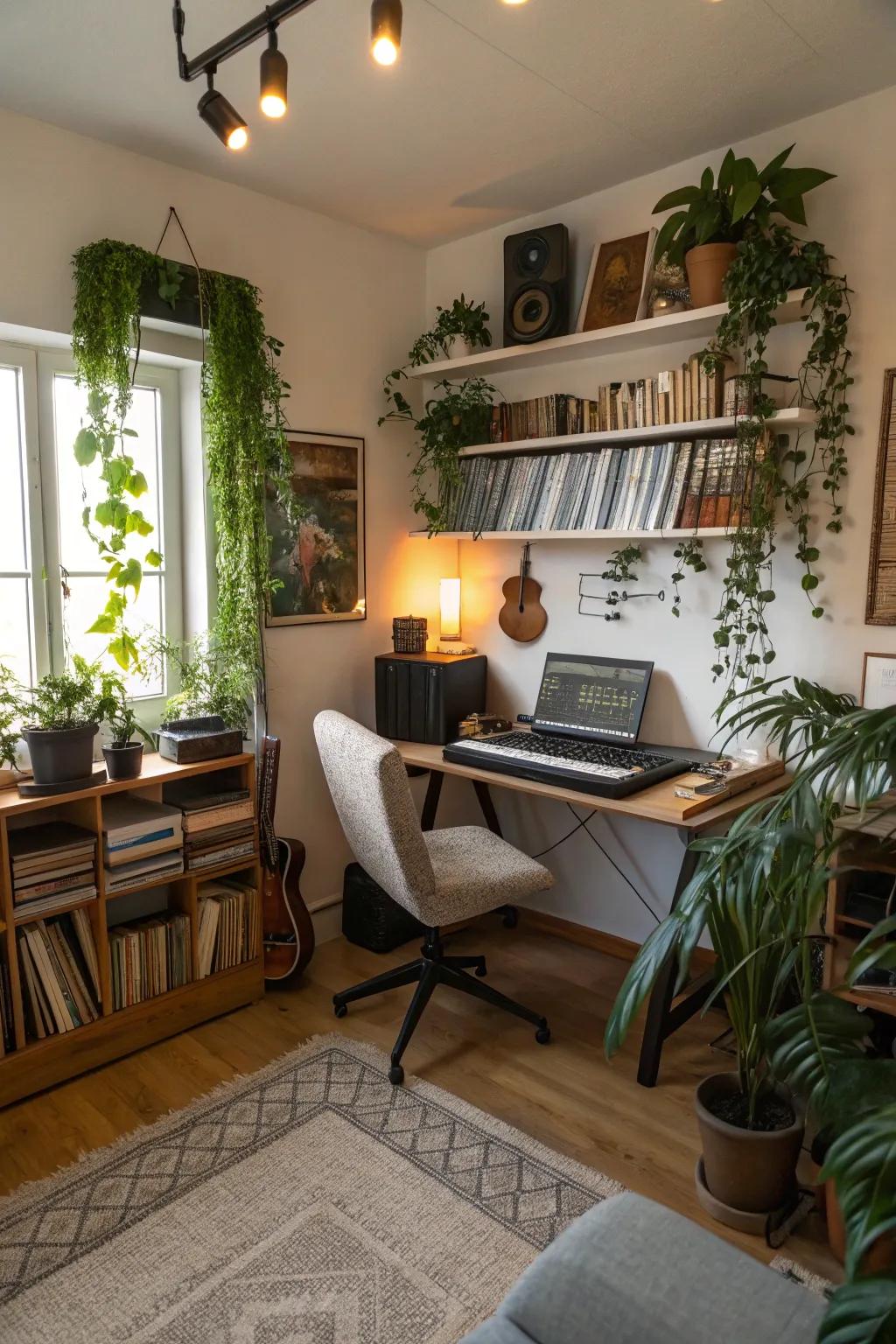 Indoor plants add a breath of fresh air and inspiration to your music studio.