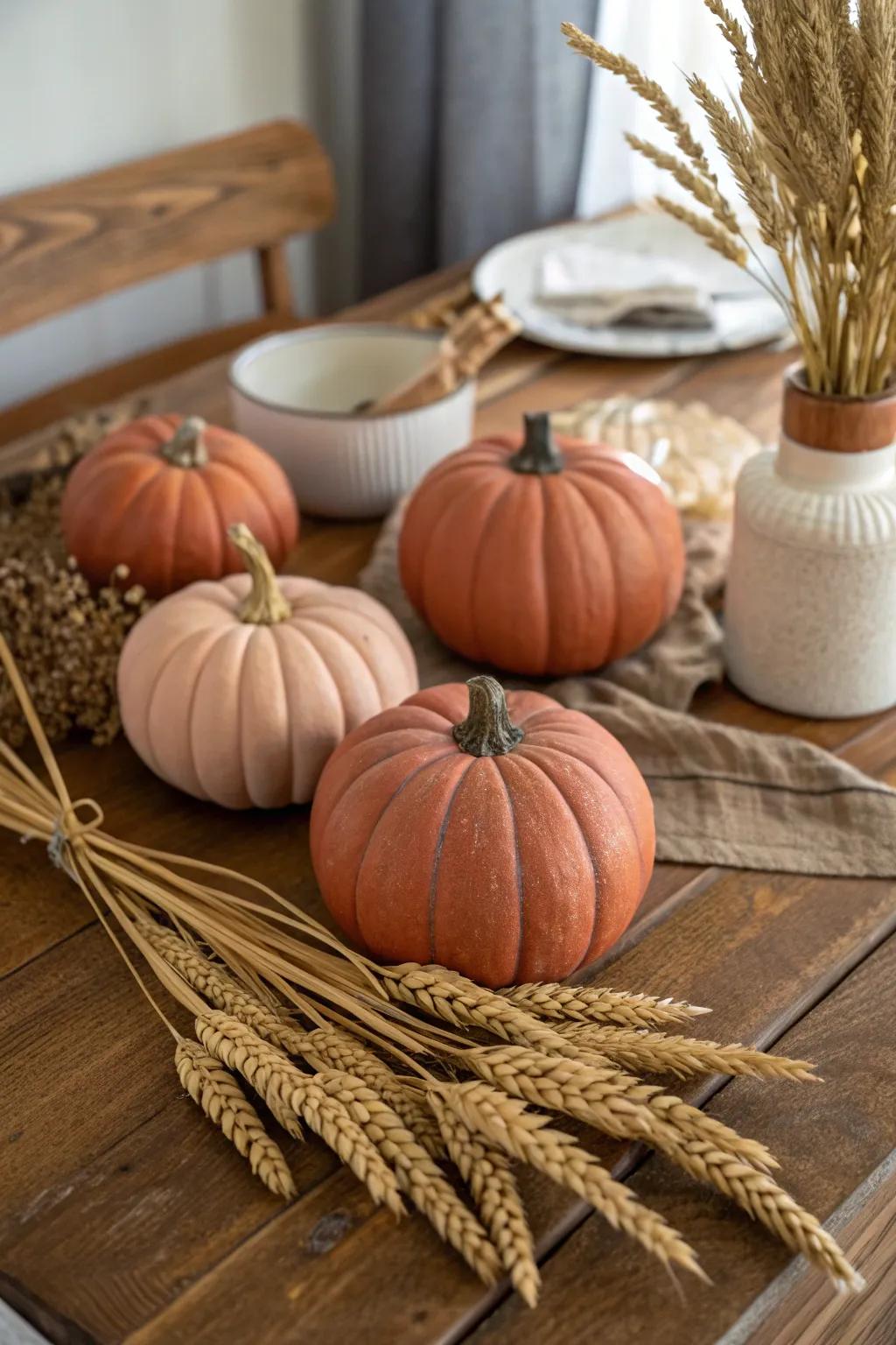 Embrace rustic elegance with terracotta pumpkins.