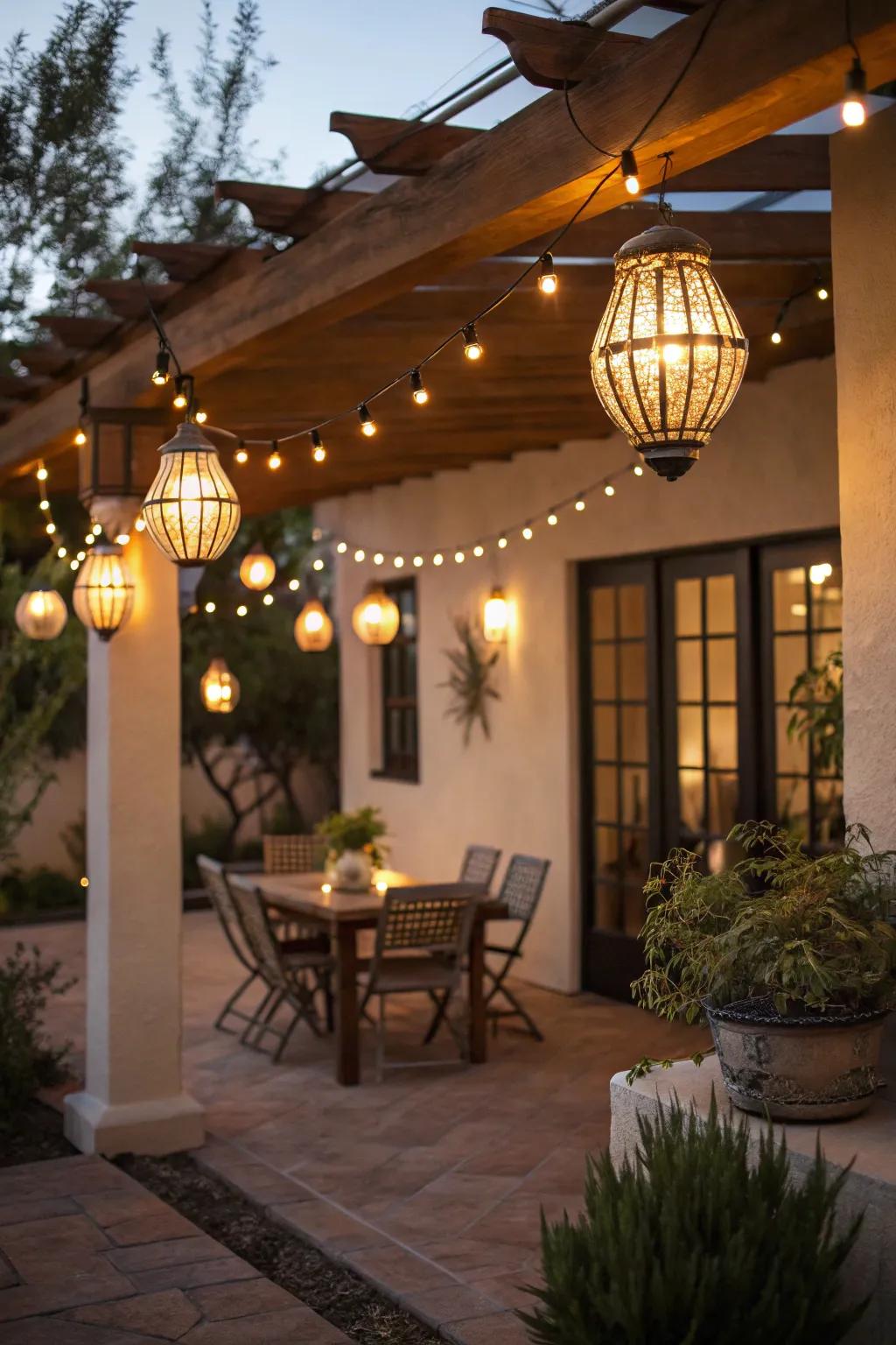 Warm lighting transforms your patio into a welcoming retreat.