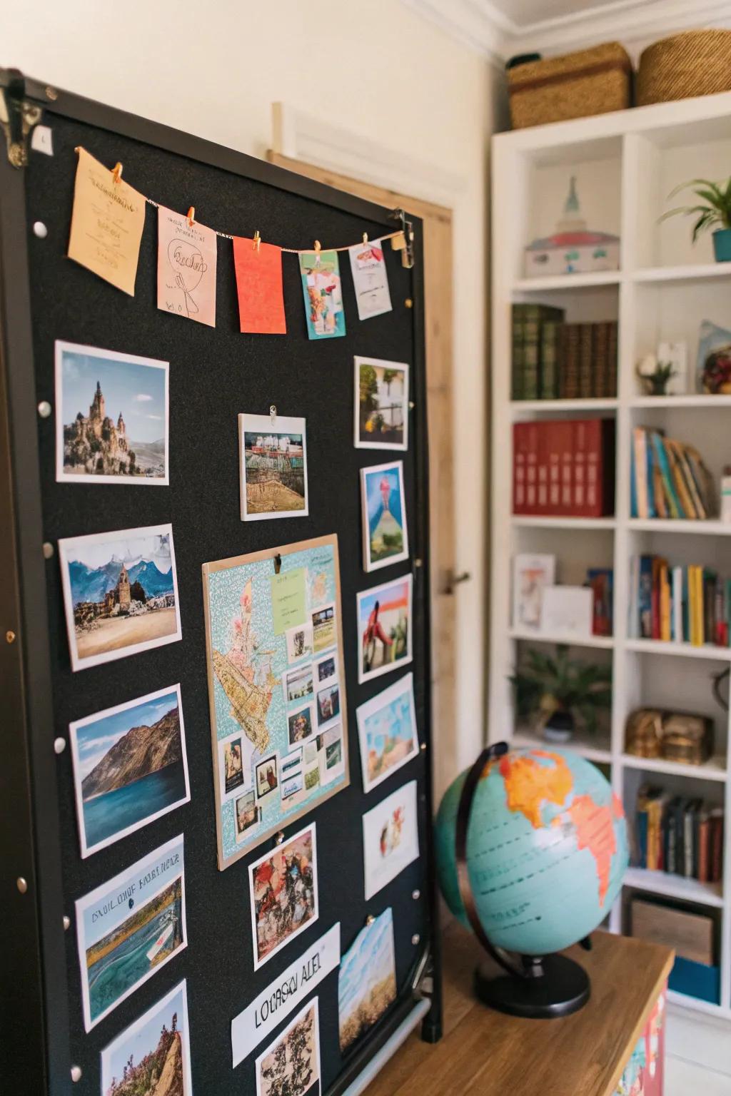 Relive your adventures with a travel-themed bulletin board.