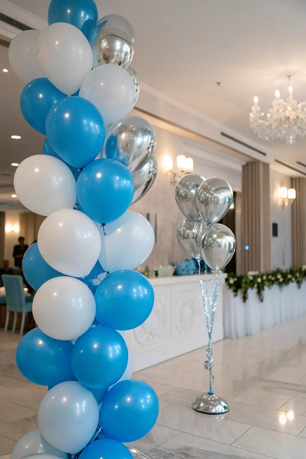 Metallic accents bring sparkle and glamour to your balloon decor.