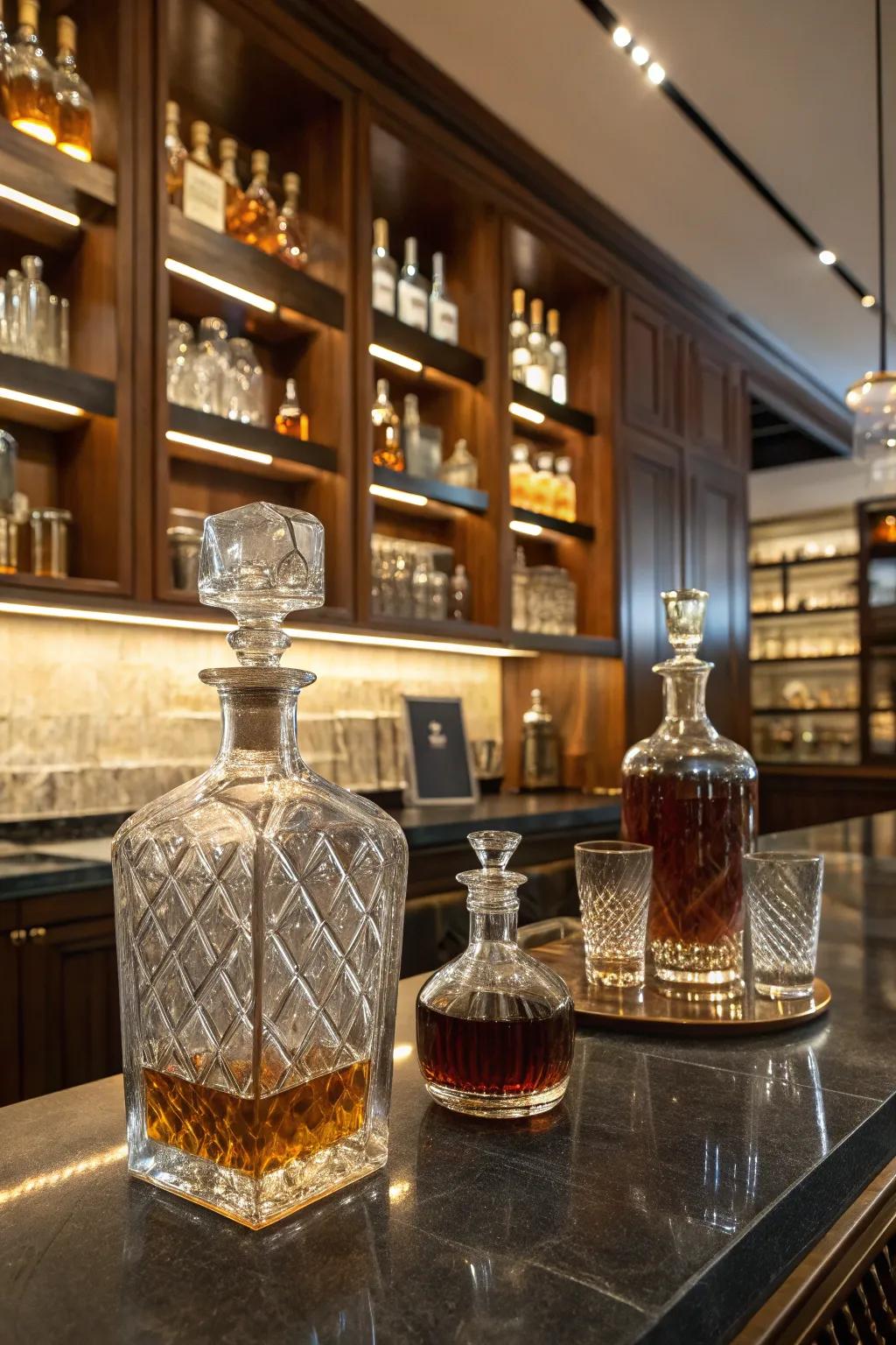 Unique glassware enhances the bourbon tasting experience.