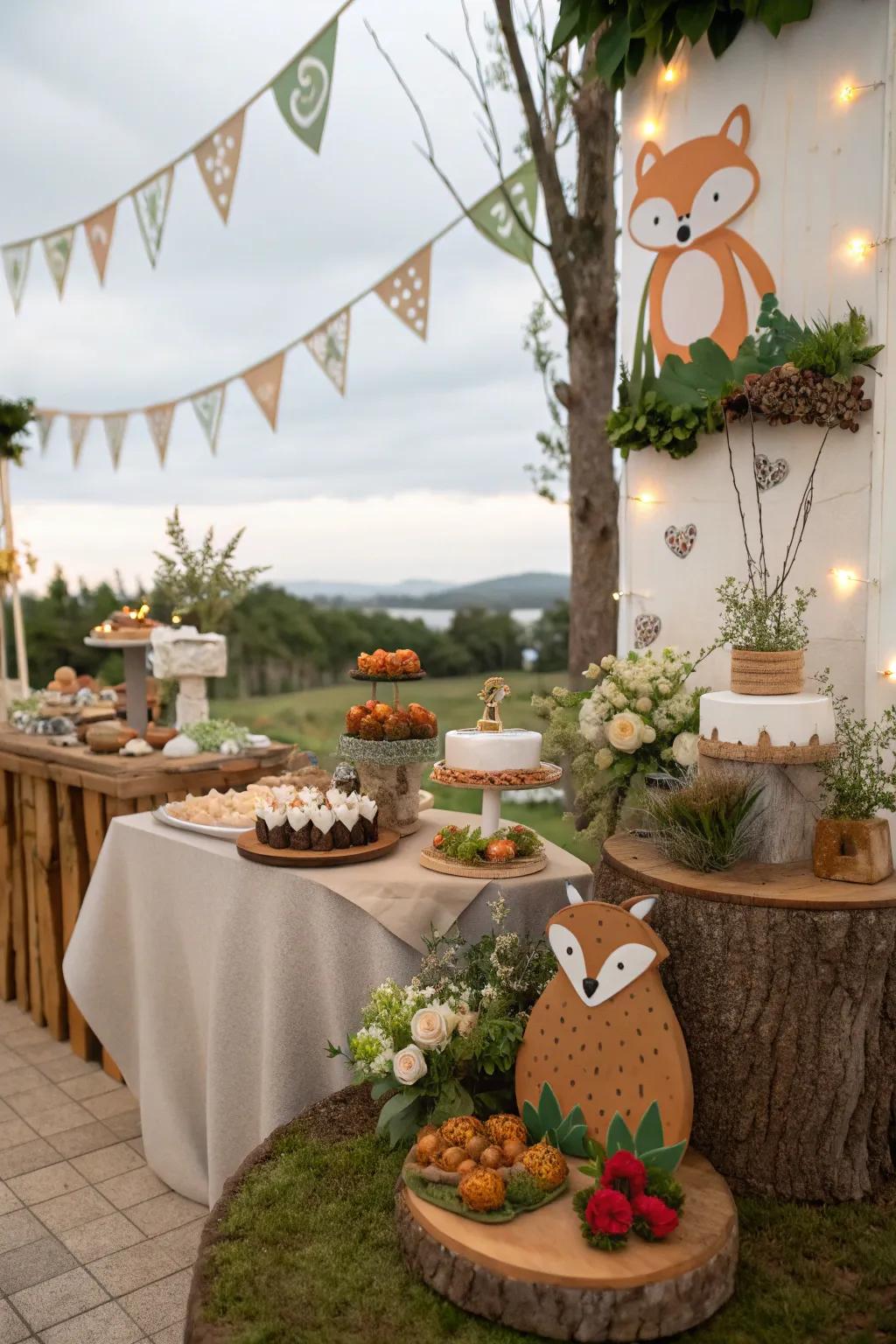 Woodland-themed baby shower with natural and serene elements