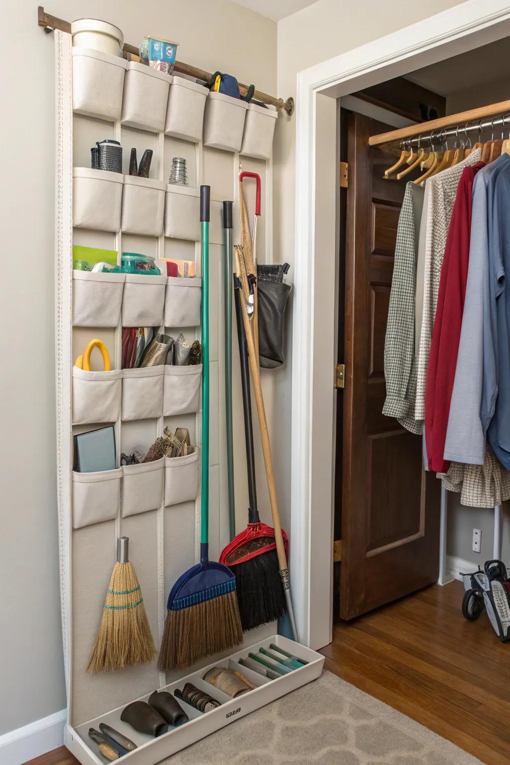 Transform shoe organizers into clever storage for cleaning tools.