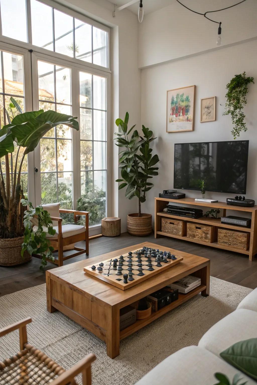 Minimalist decor highlights the natural beauty of your game room.