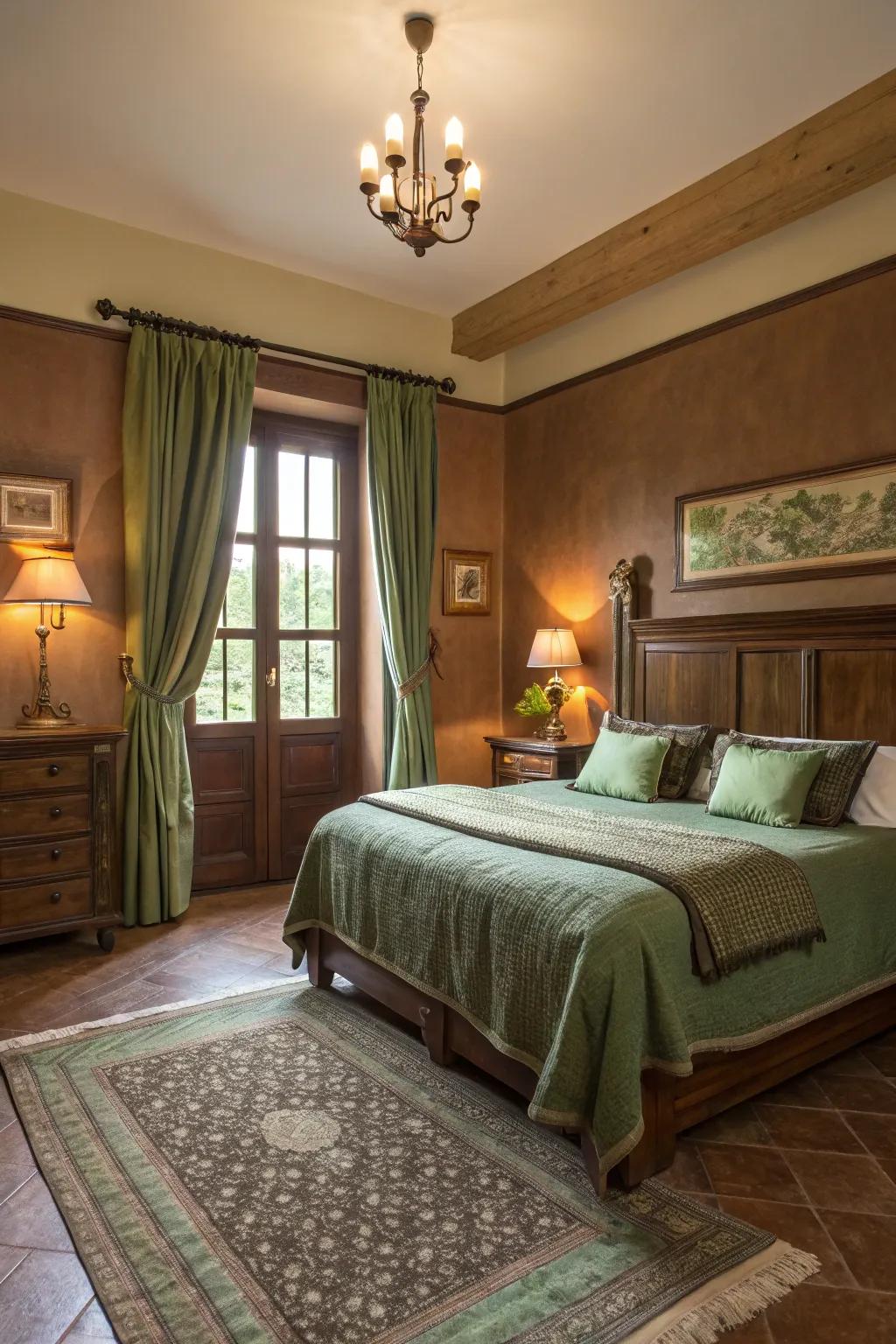 Earthy tones create a calming and inviting bedroom.