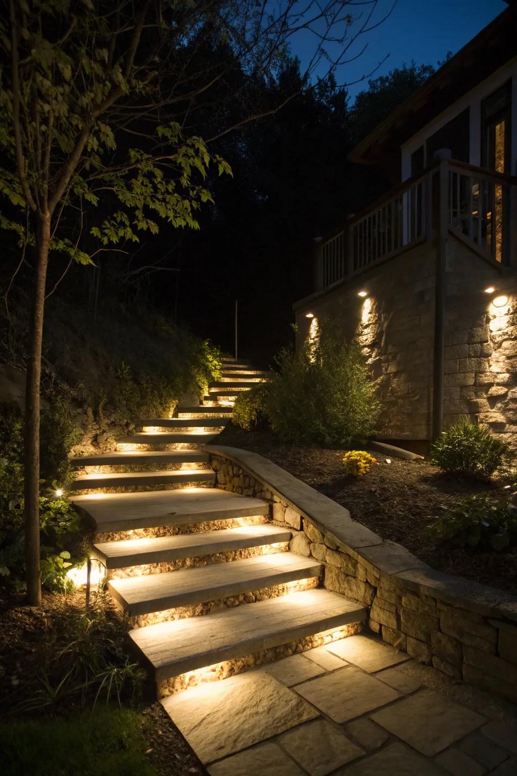 Subtle step lights ensuring safety and style.