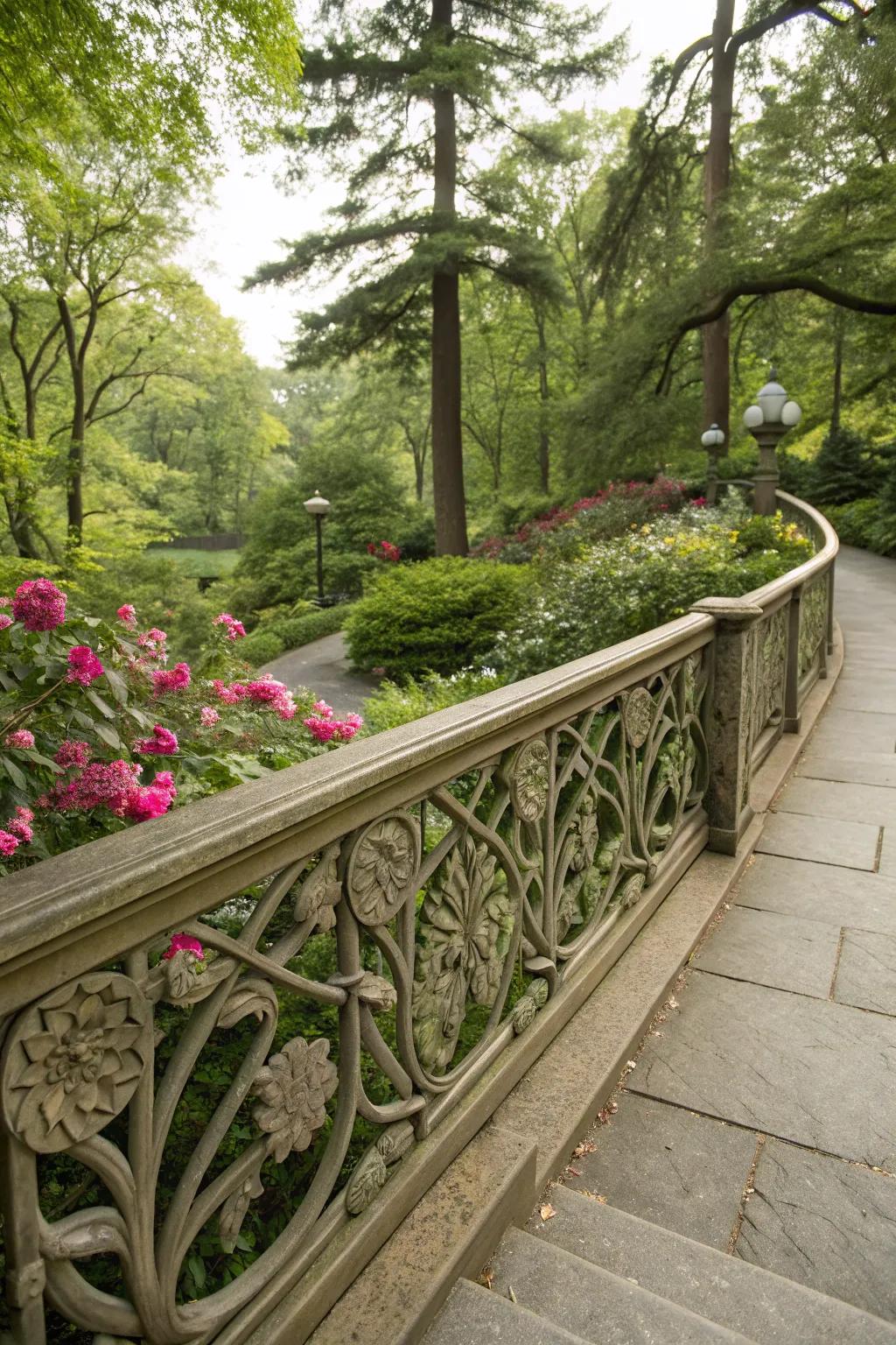 Nature-inspired motifs add organic charm to Craftsman railings.