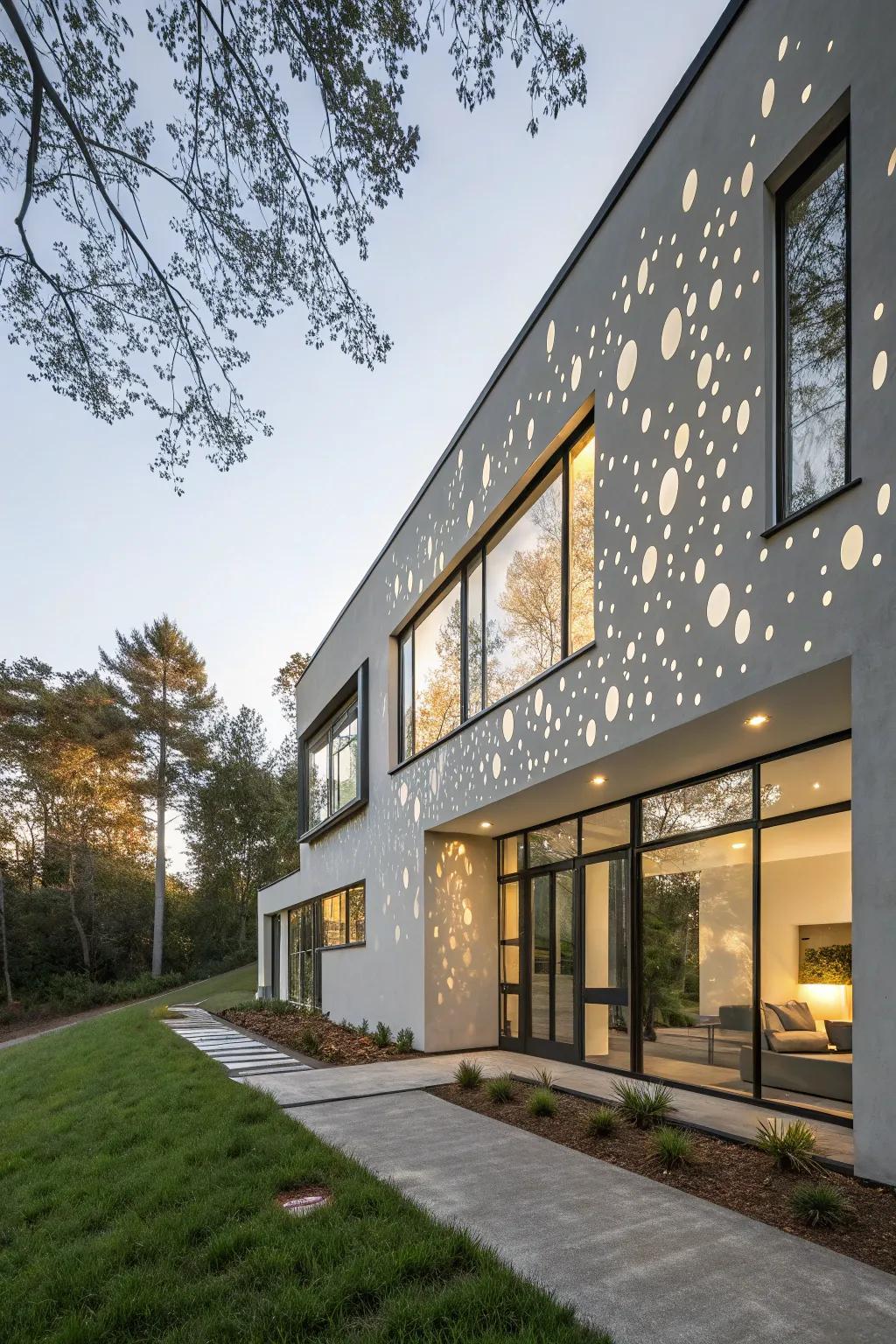 A house that uses whimsical window placement for artistic light effects.