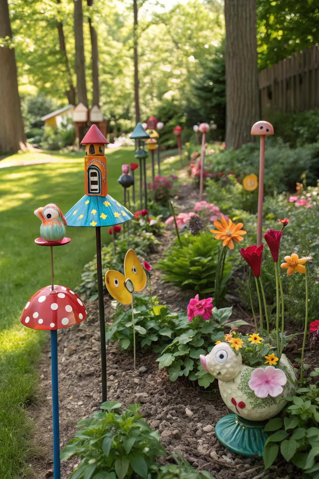 Add color and whimsy to your garden with ceramic decor.