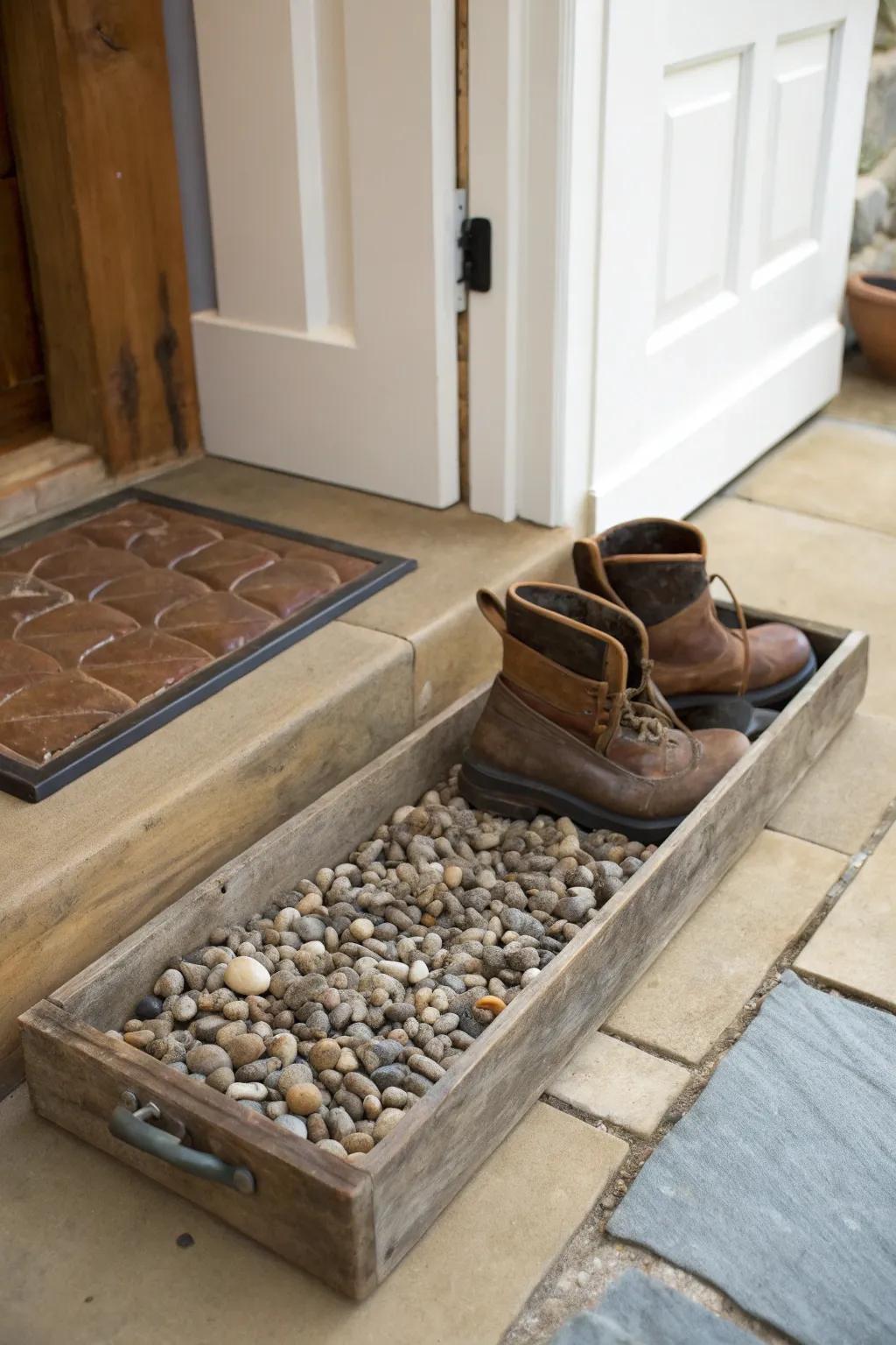 Keep your floors clean with a chic pebble boot tray.