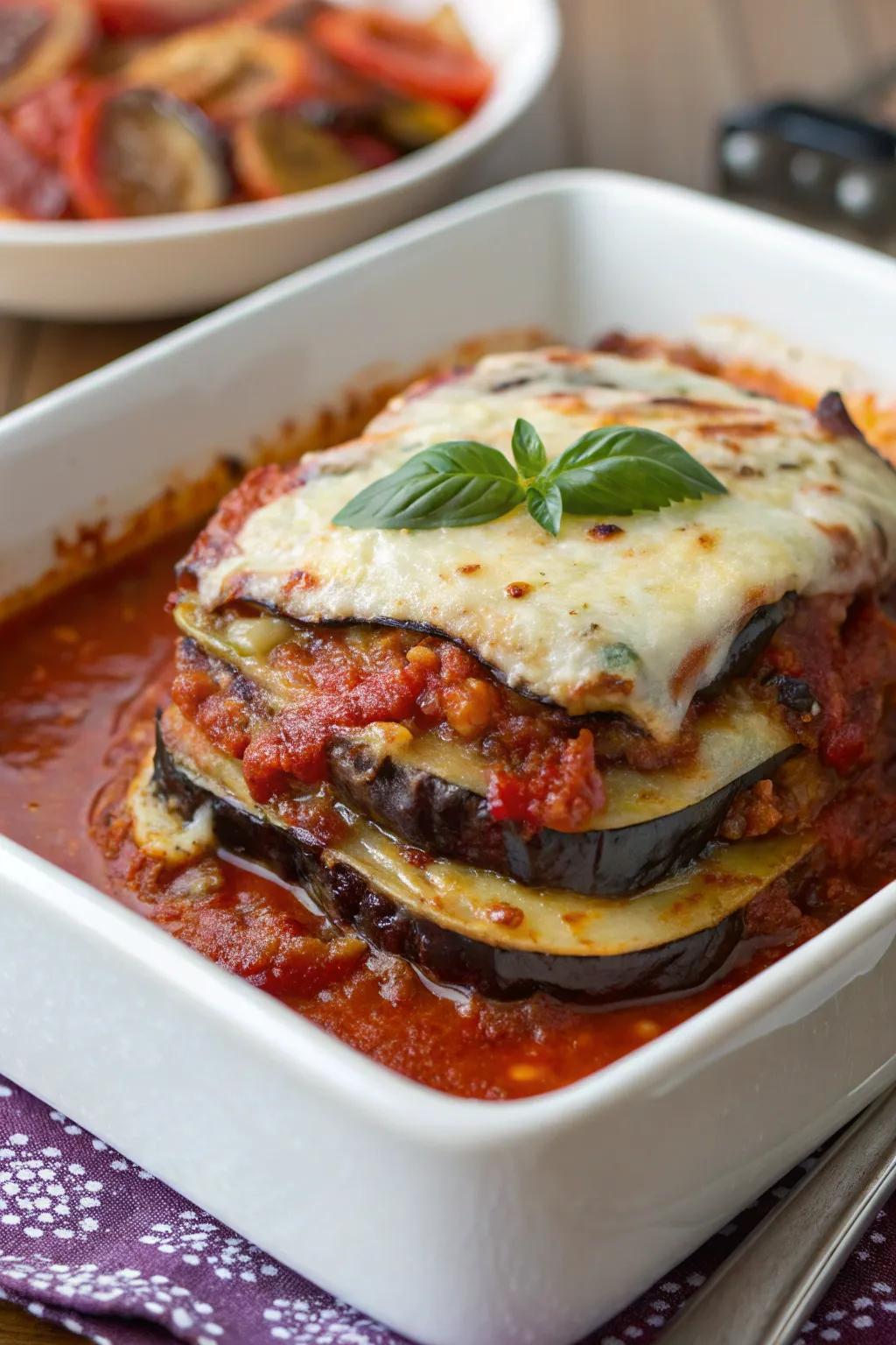 Spicy eggplant parmesan, a bold and flavorful fusion dish.