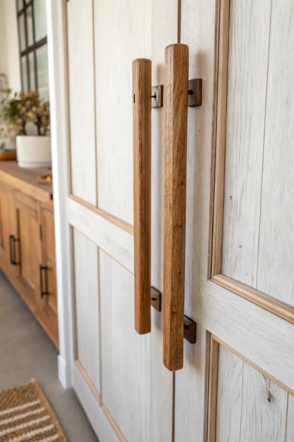 Eco-friendly wooden pulls bring nature indoors.