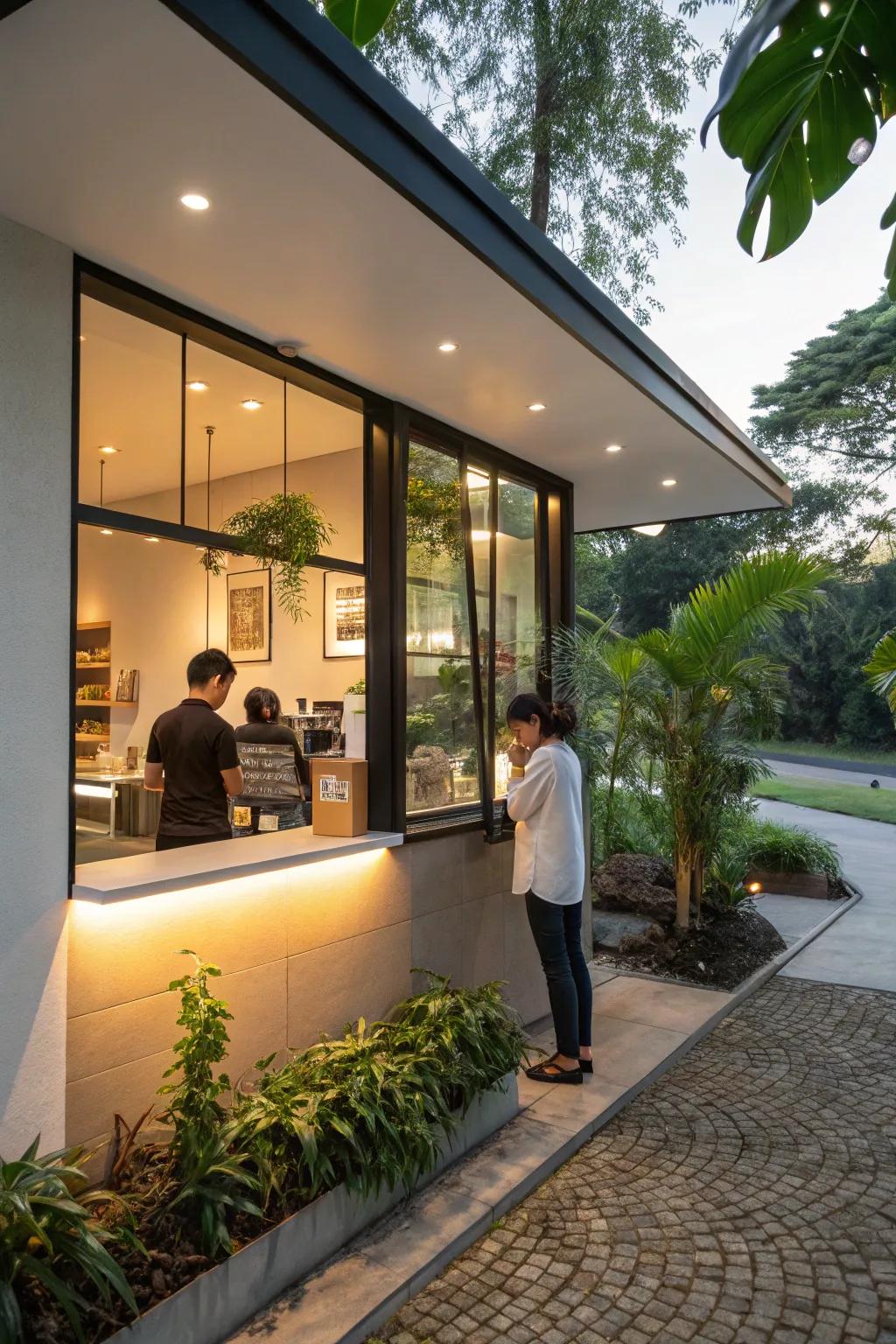 Intuitively designed drive-thru promoting efficient and harmonious energy flow.
