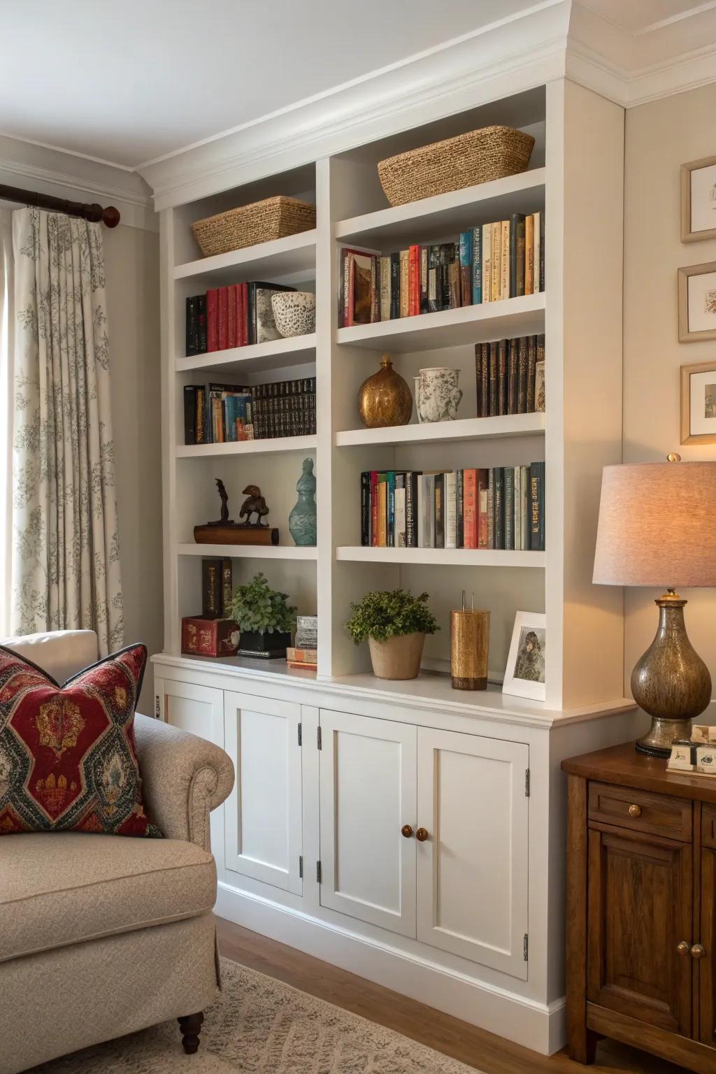 A library nook adds character and charm.