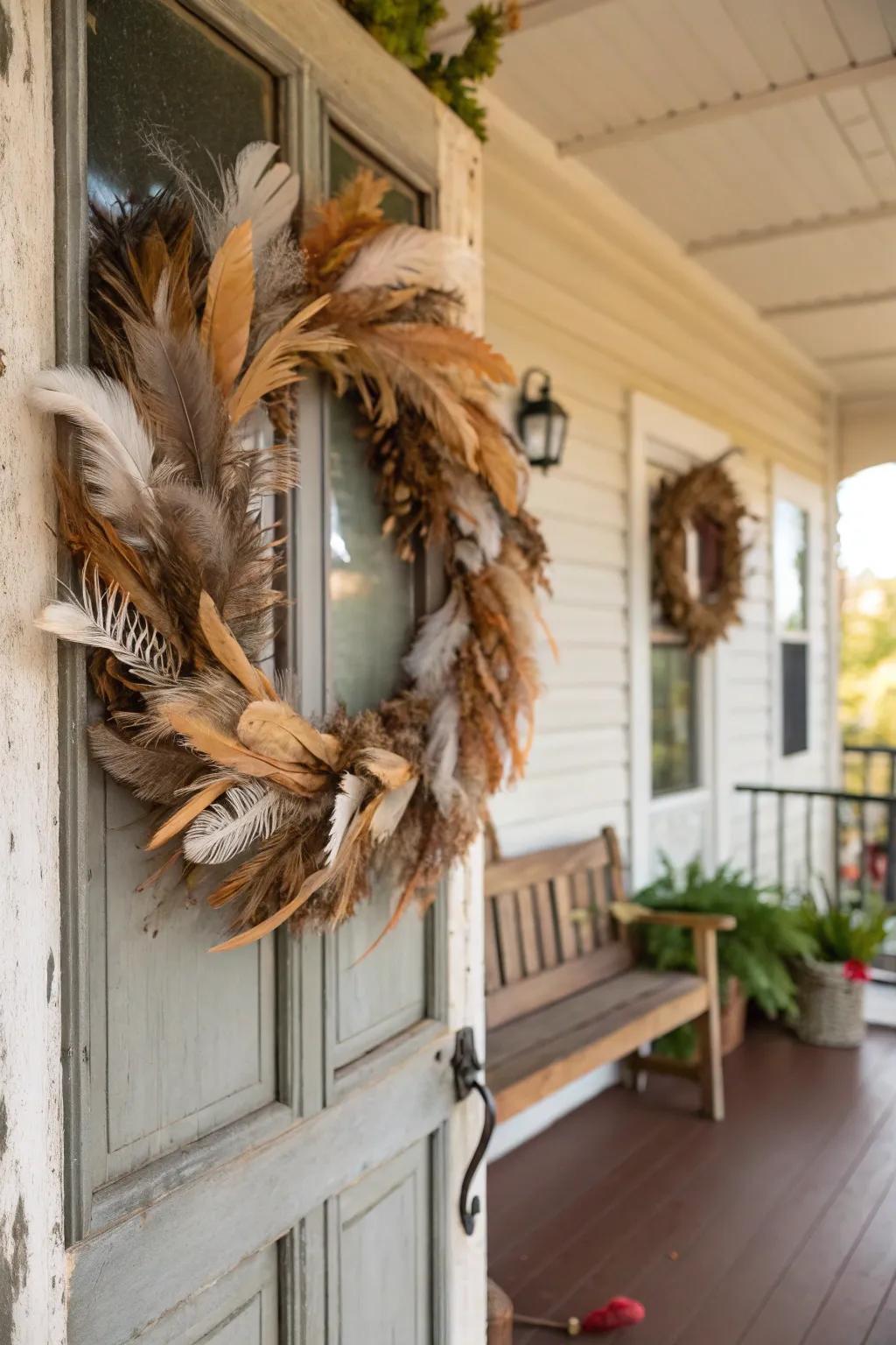 Feathers add a whimsical and airy touch to your fall decor.