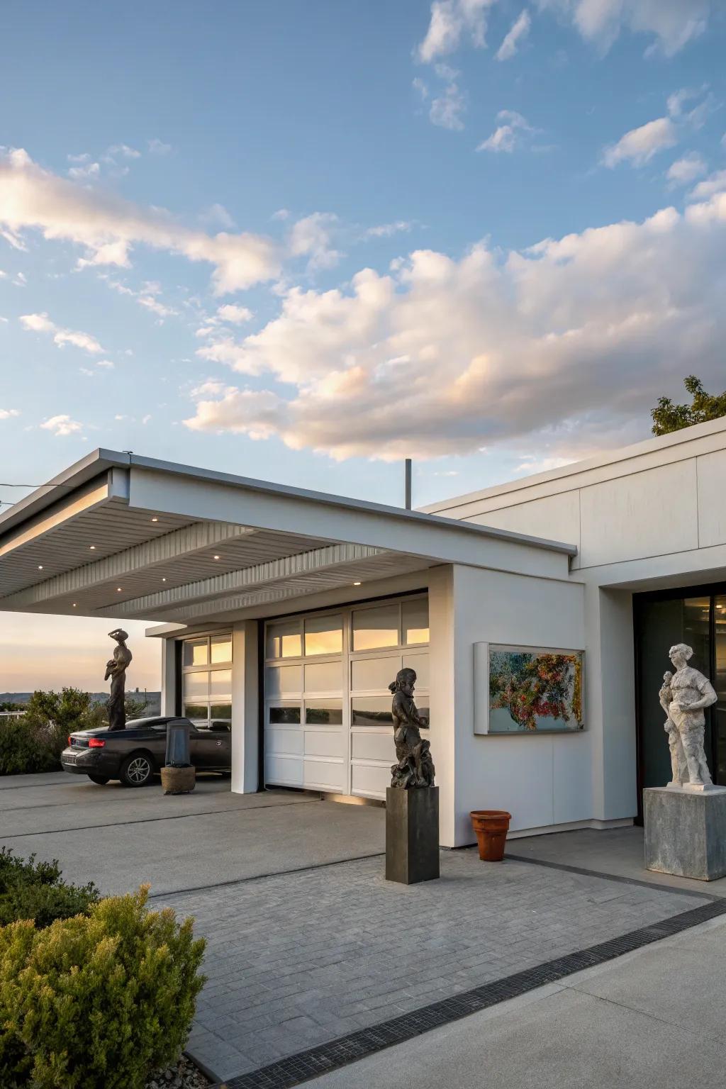 A rooftop art space on a flat roof garage is a unique way to express creativity.