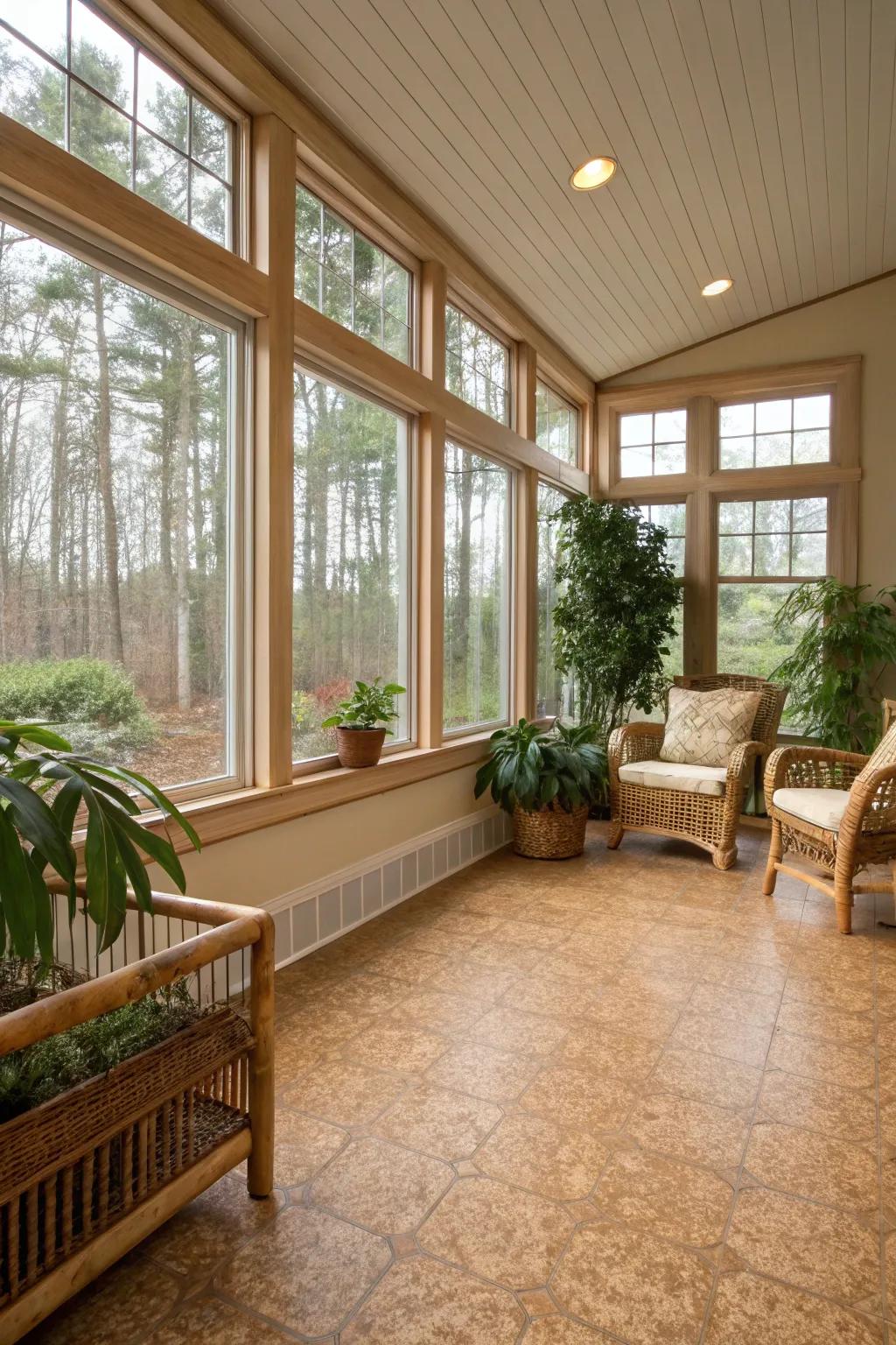 Cork flooring combines comfort and sustainability beautifully.