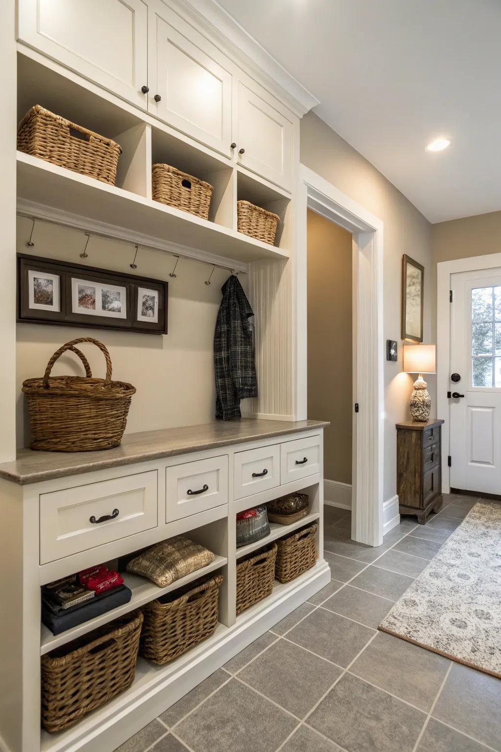 Smart storage solutions can make the most of a small foyer space.