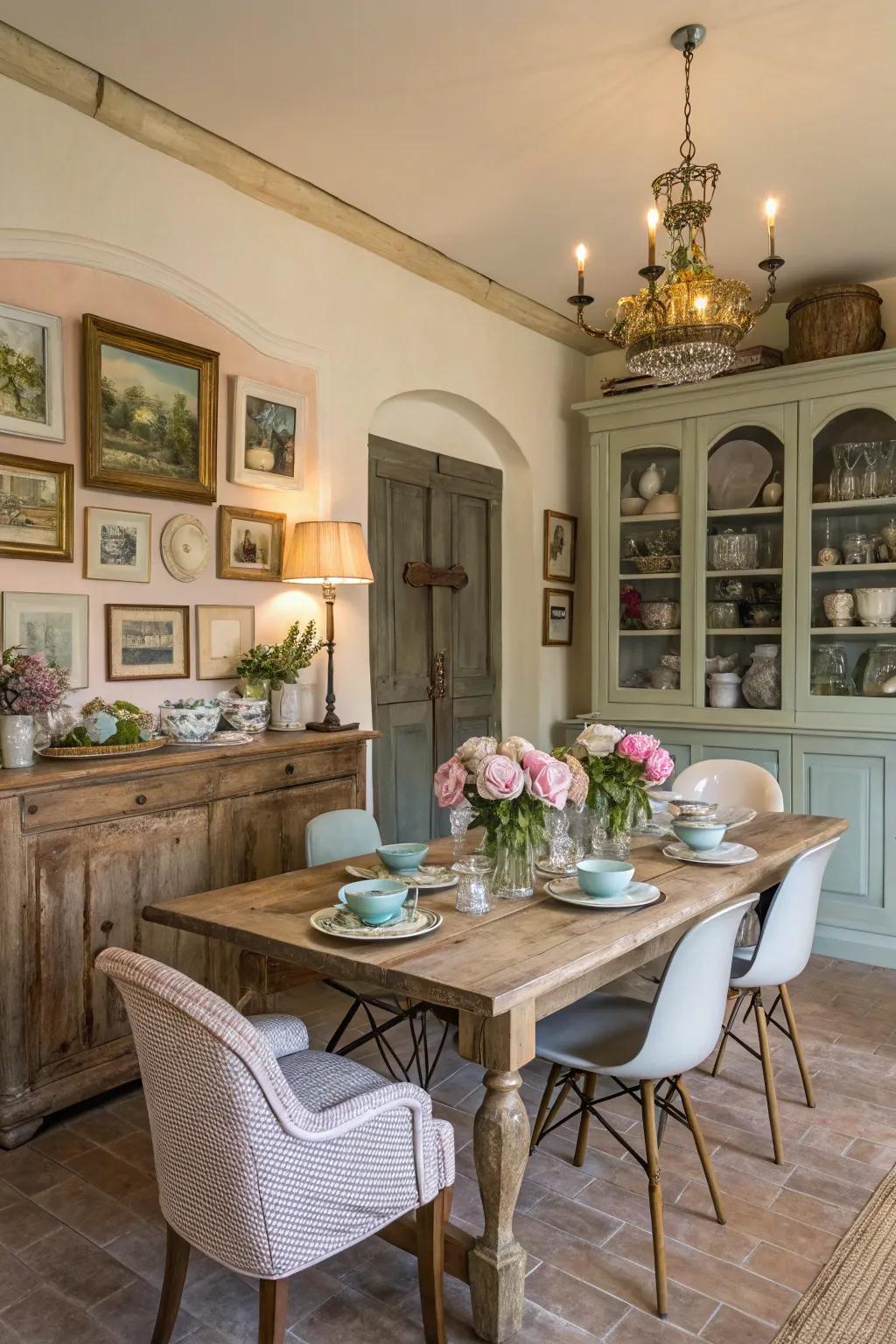 A blend of traditional and modern elements creates a balanced look.