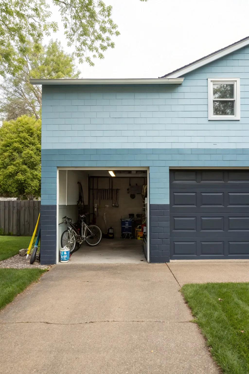 Two-tone walls add depth and character to your garage.