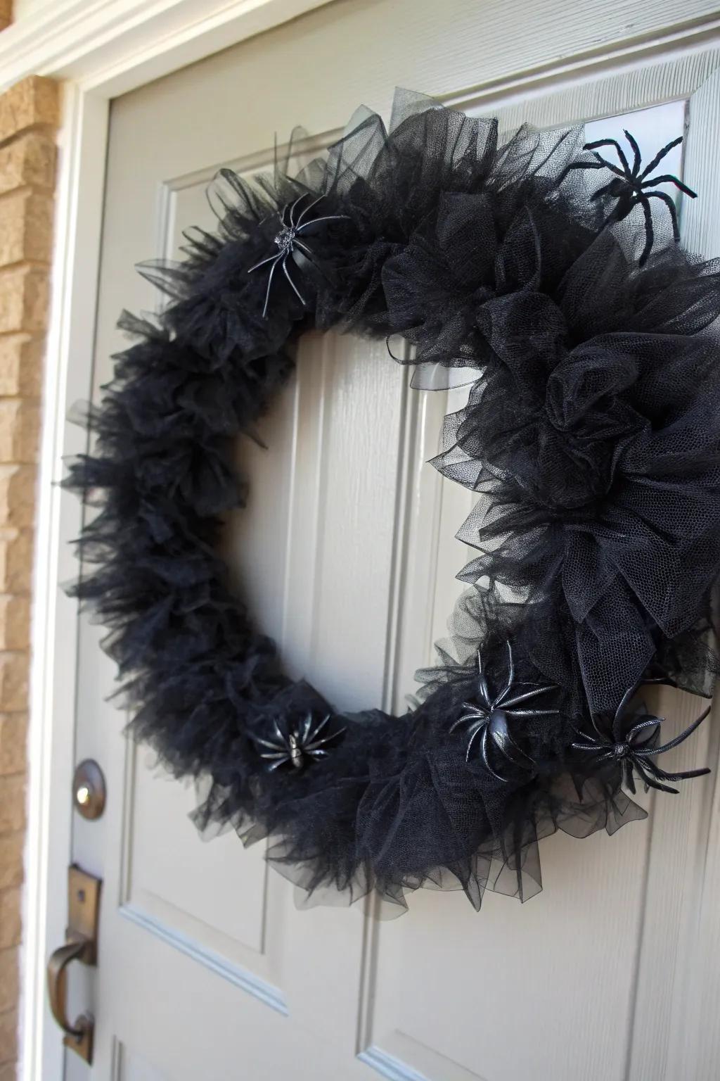 A spider wreath combines elegance with spookiness.