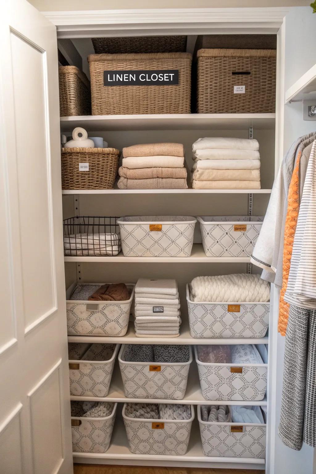 Rotate linens seasonally for optimal organization.