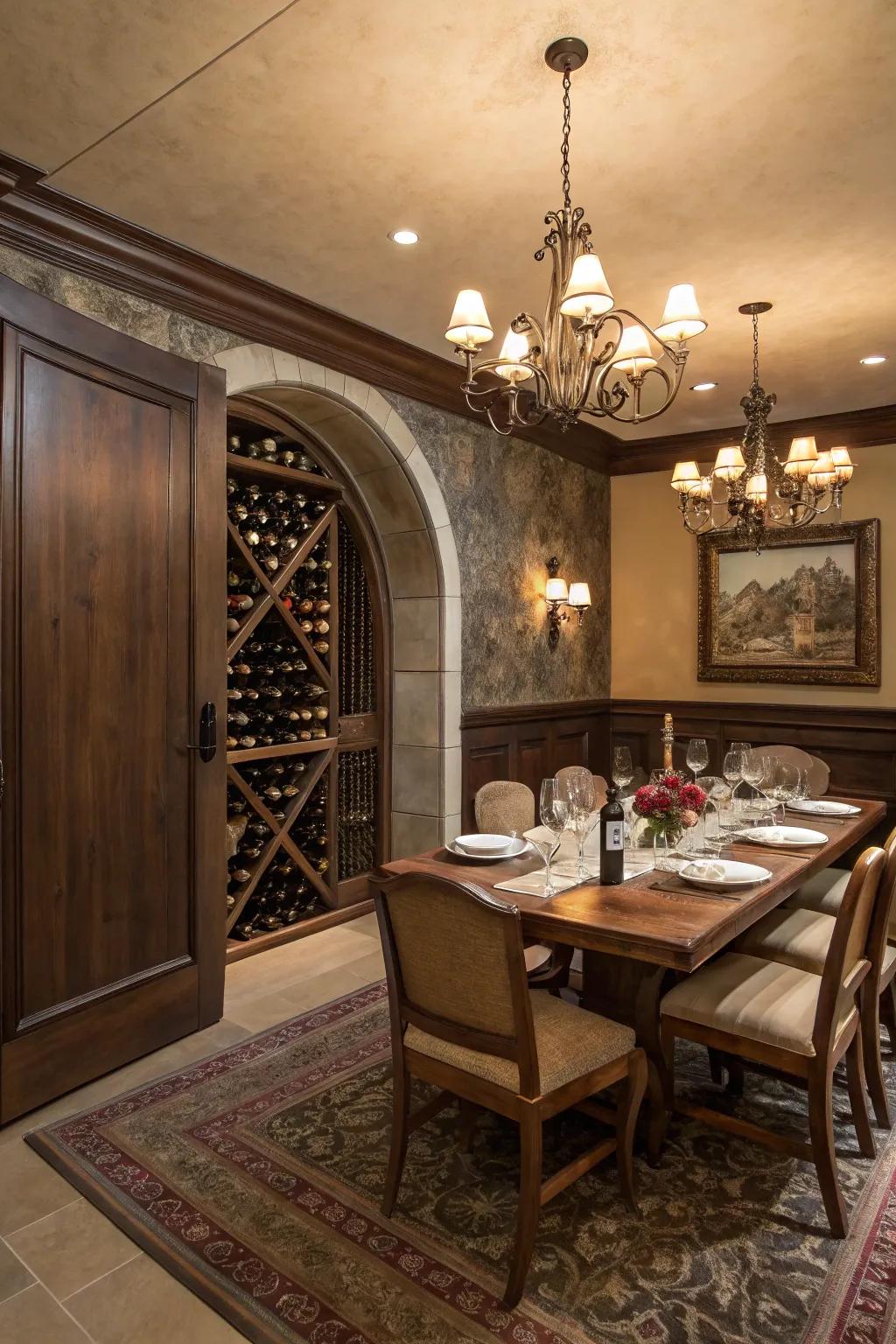 A concealed wine cellar is a sophisticated addition for wine lovers.