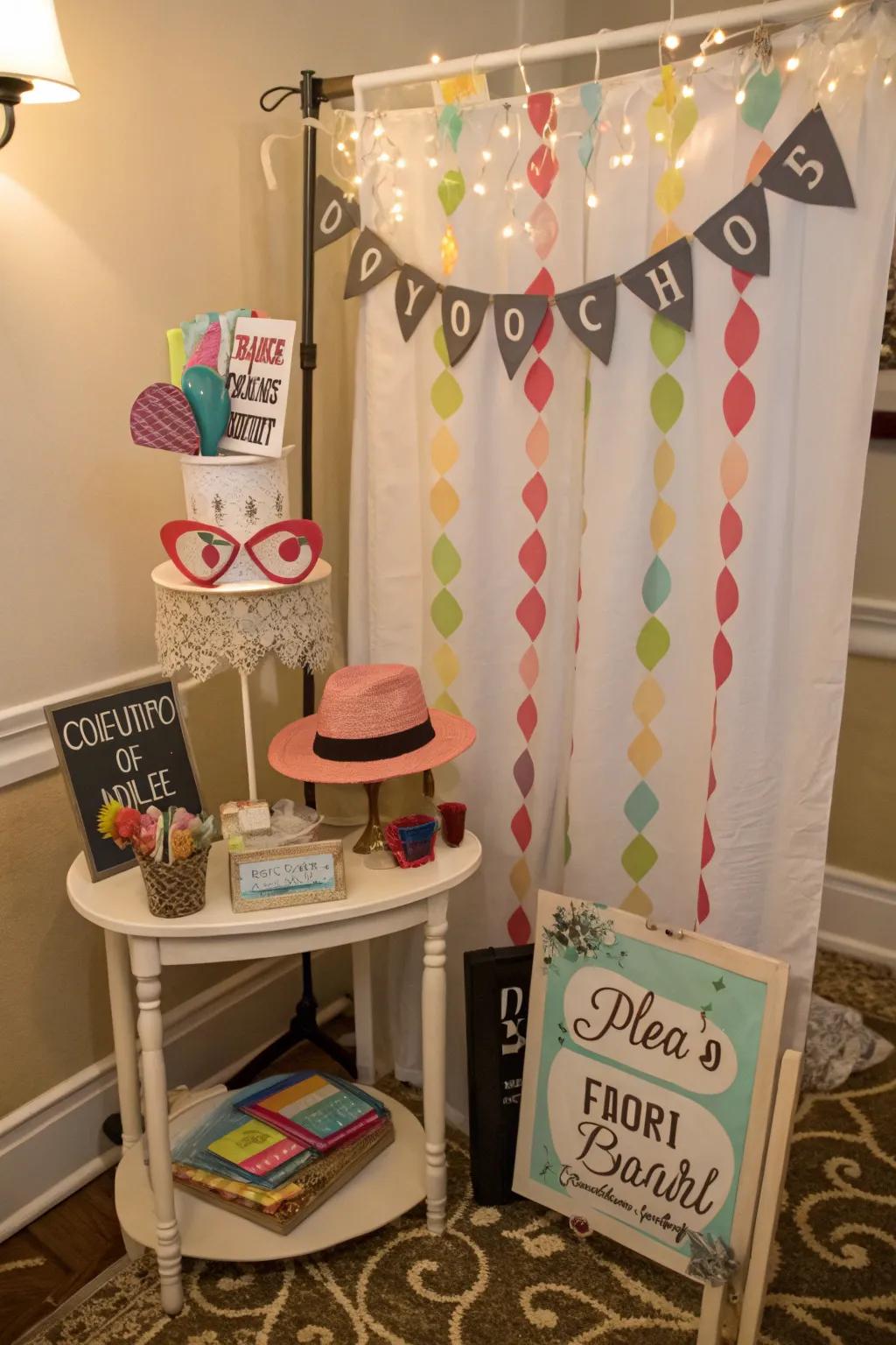 A fun photo booth for capturing party memories.