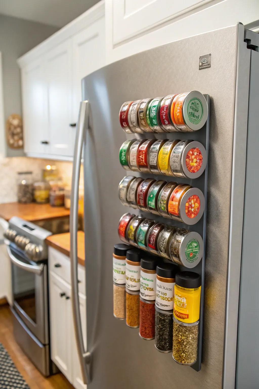 Magnetic jars transform your spices into a striking display.