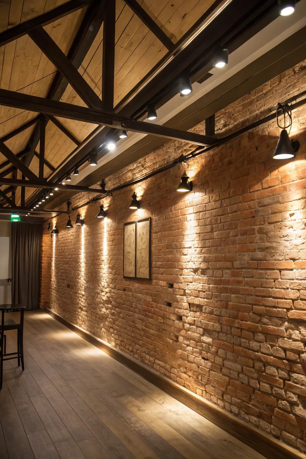 Lighting used to accentuate architectural features in a room.