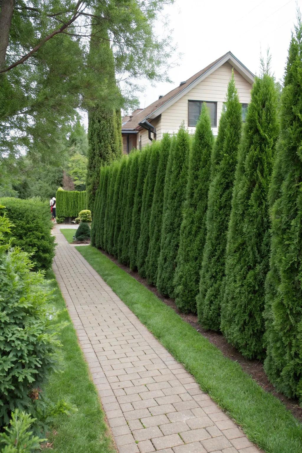 Design a natural boundary with a Leyland cypress living fence.