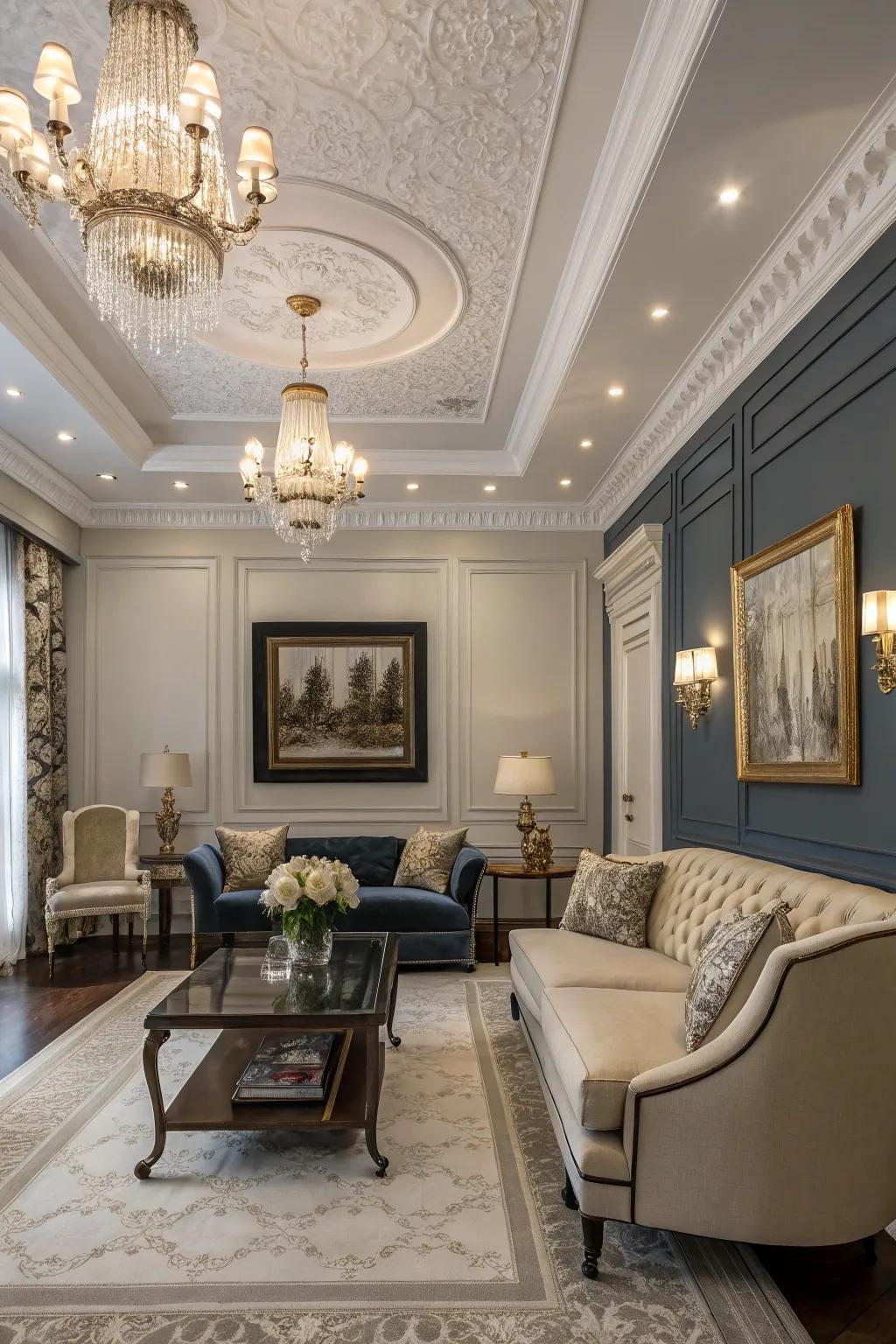 Double layer crown molding for added drama.
