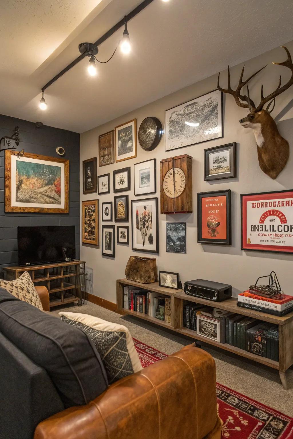 Art and decor add individuality to the man cave.