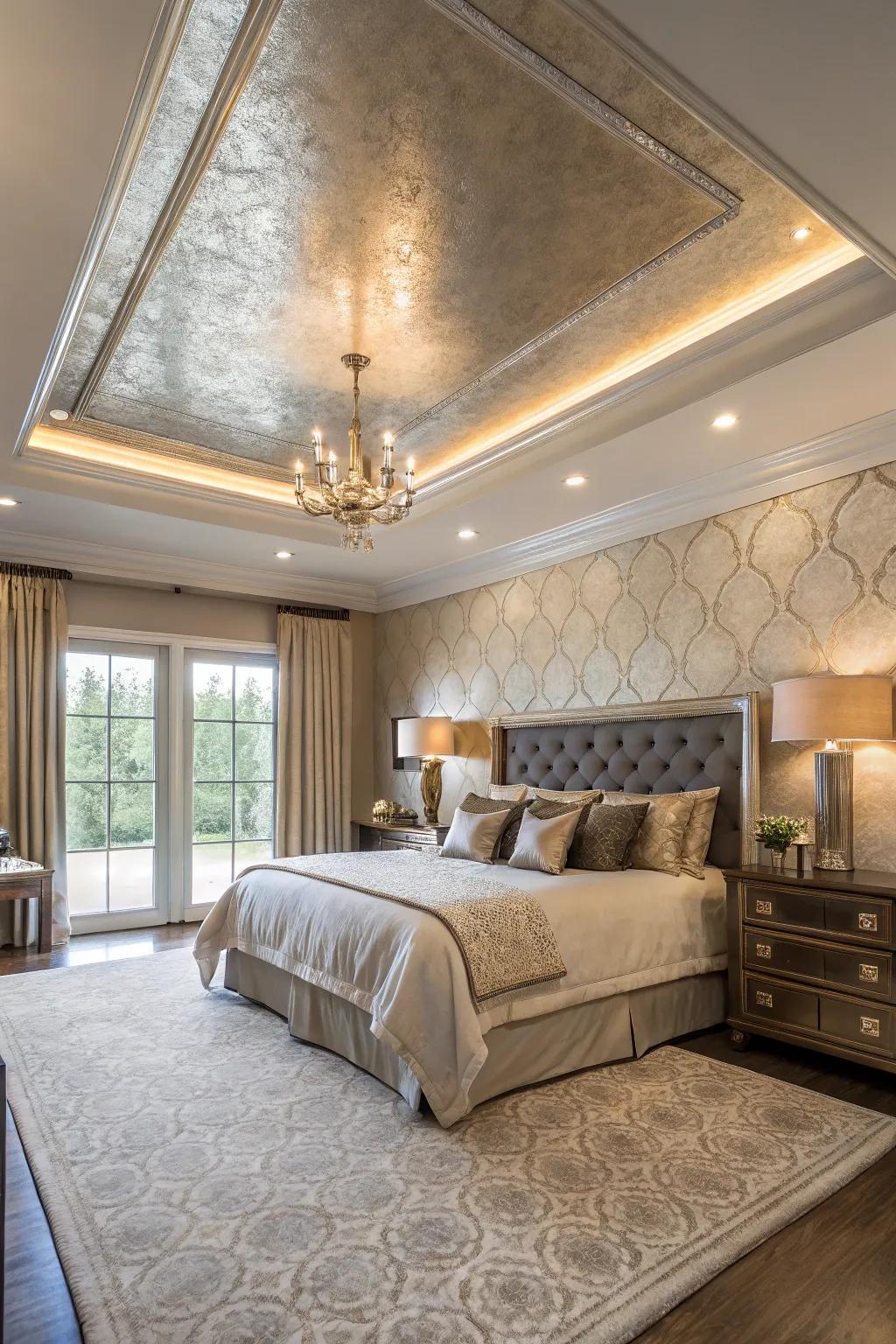 Metallic finishes can give your tray ceiling a chic, modern edge.